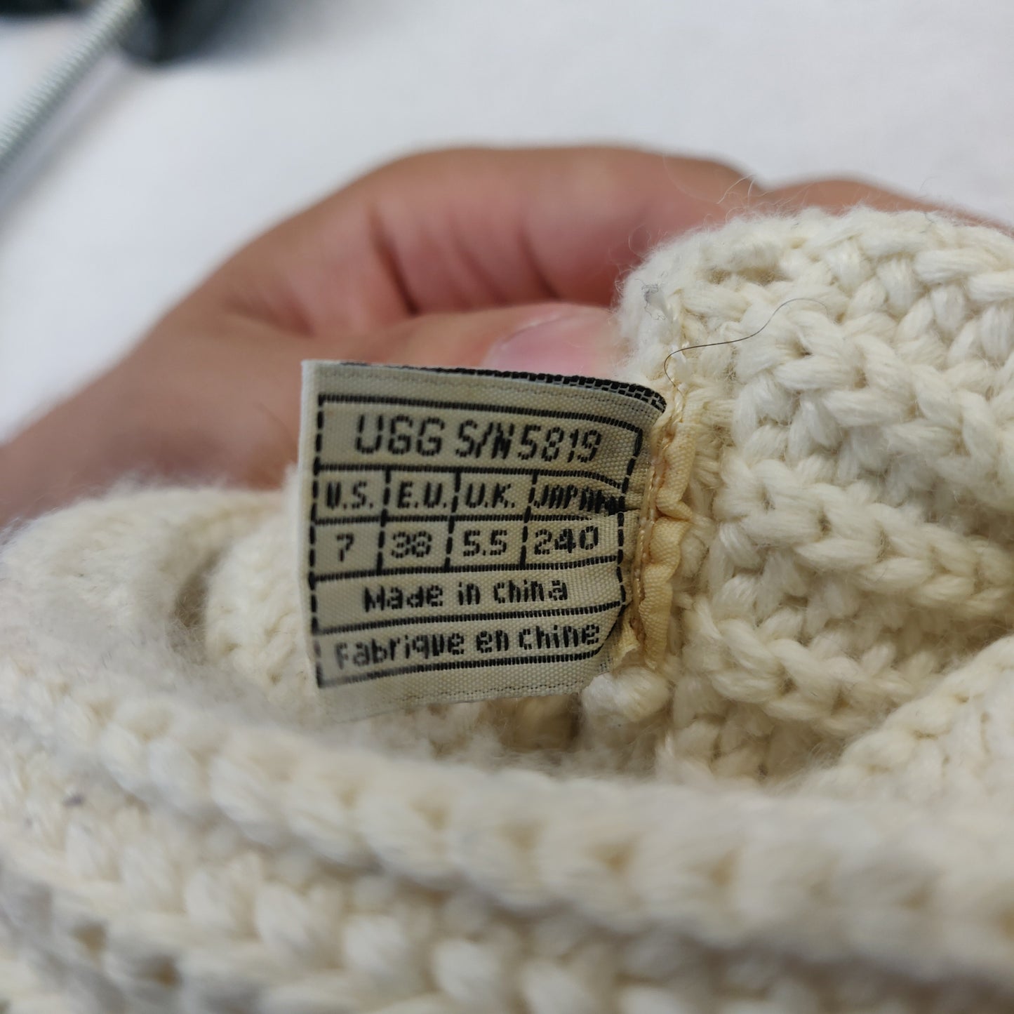 UGG Knit Crochet Wool White Tall Boots Women UK 5.5