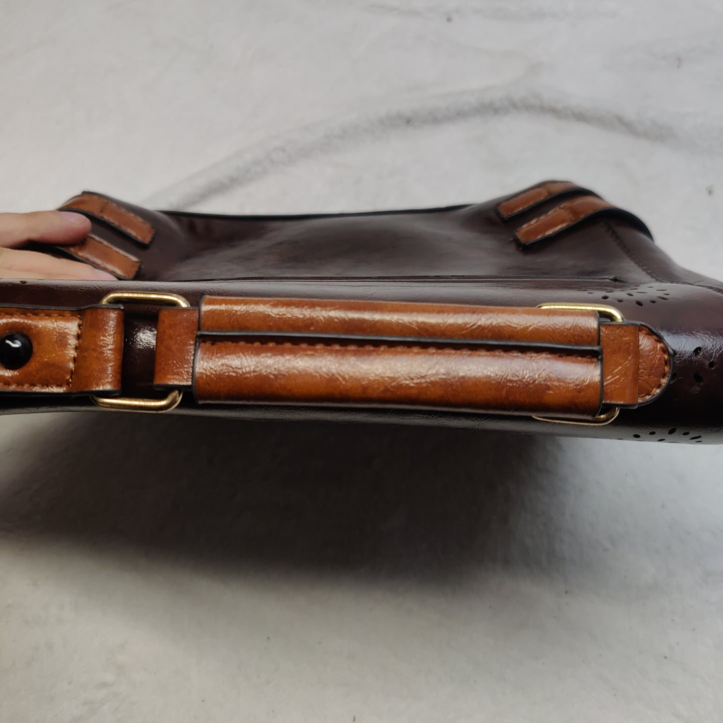 Banned Apparel Vintage Black Brown Retro Leather Satchel Top Handle Handbag