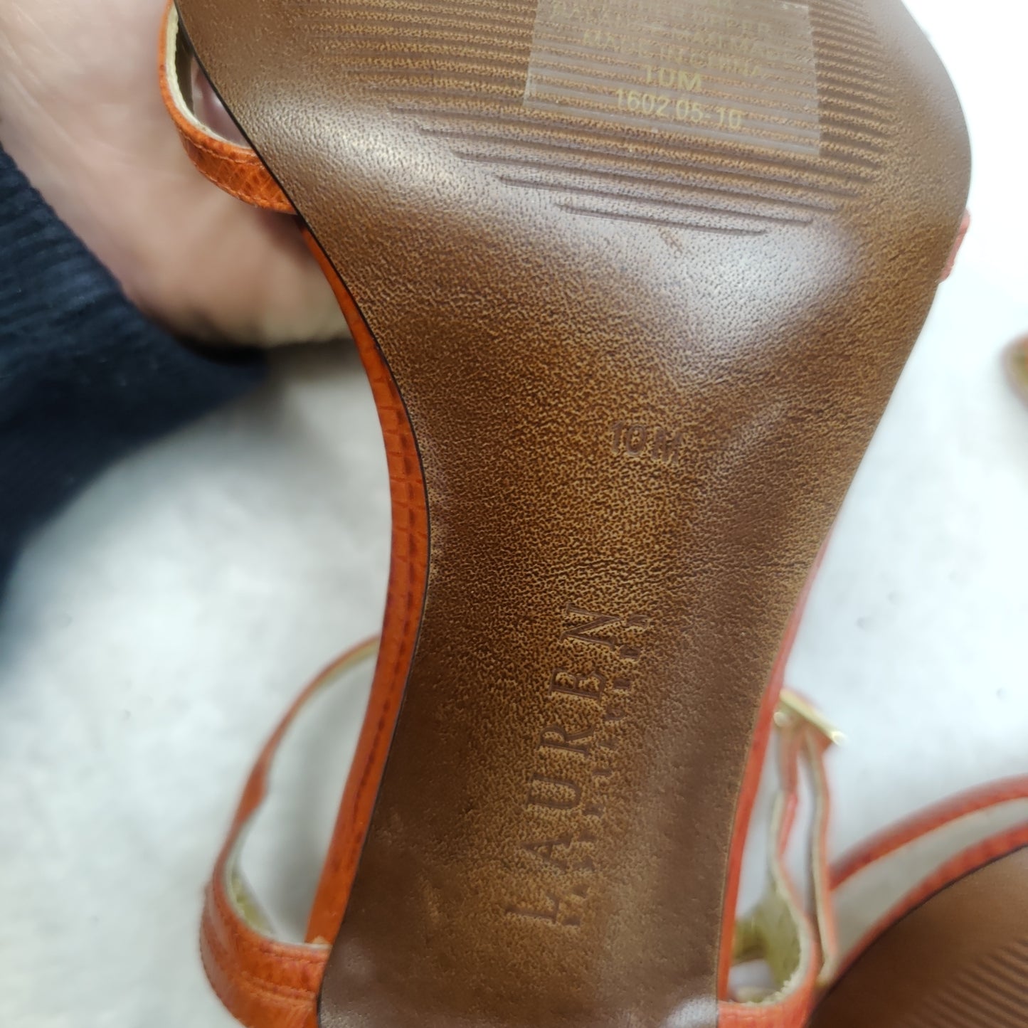 Ralph Lauren Orange Gold Strappy Heels Shoes Women Size UK 6.5 EU 39.5