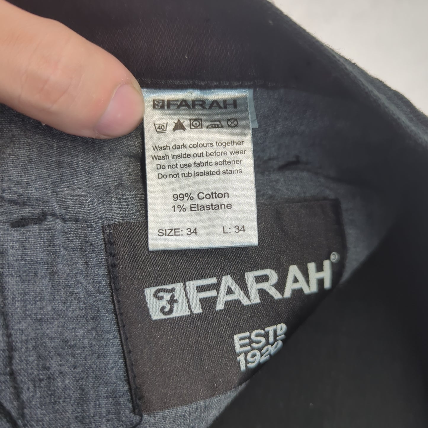 Farah Black Straight Stretch Denim Jeans Men W34 L34 ~ NWT