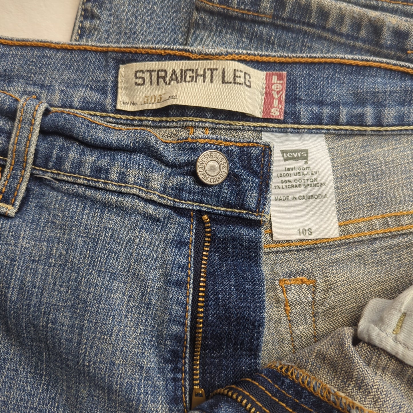 Levi's 505 Vintage USA Blue Stonewash Regular Straight Fit Jeans Men W34 L30