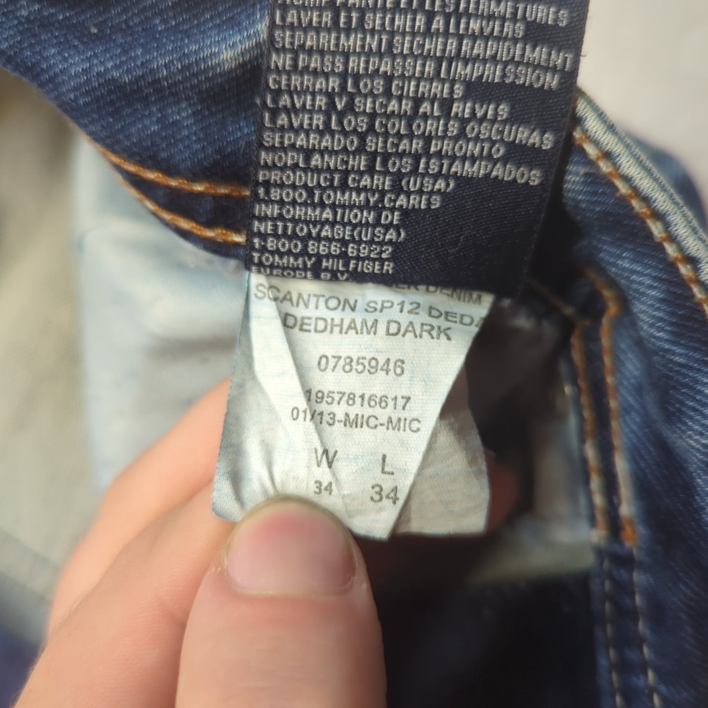 Tommy Hilfiger Scanton Slim Light Blue Stonewash Denim Jeans Men Size W34/L32