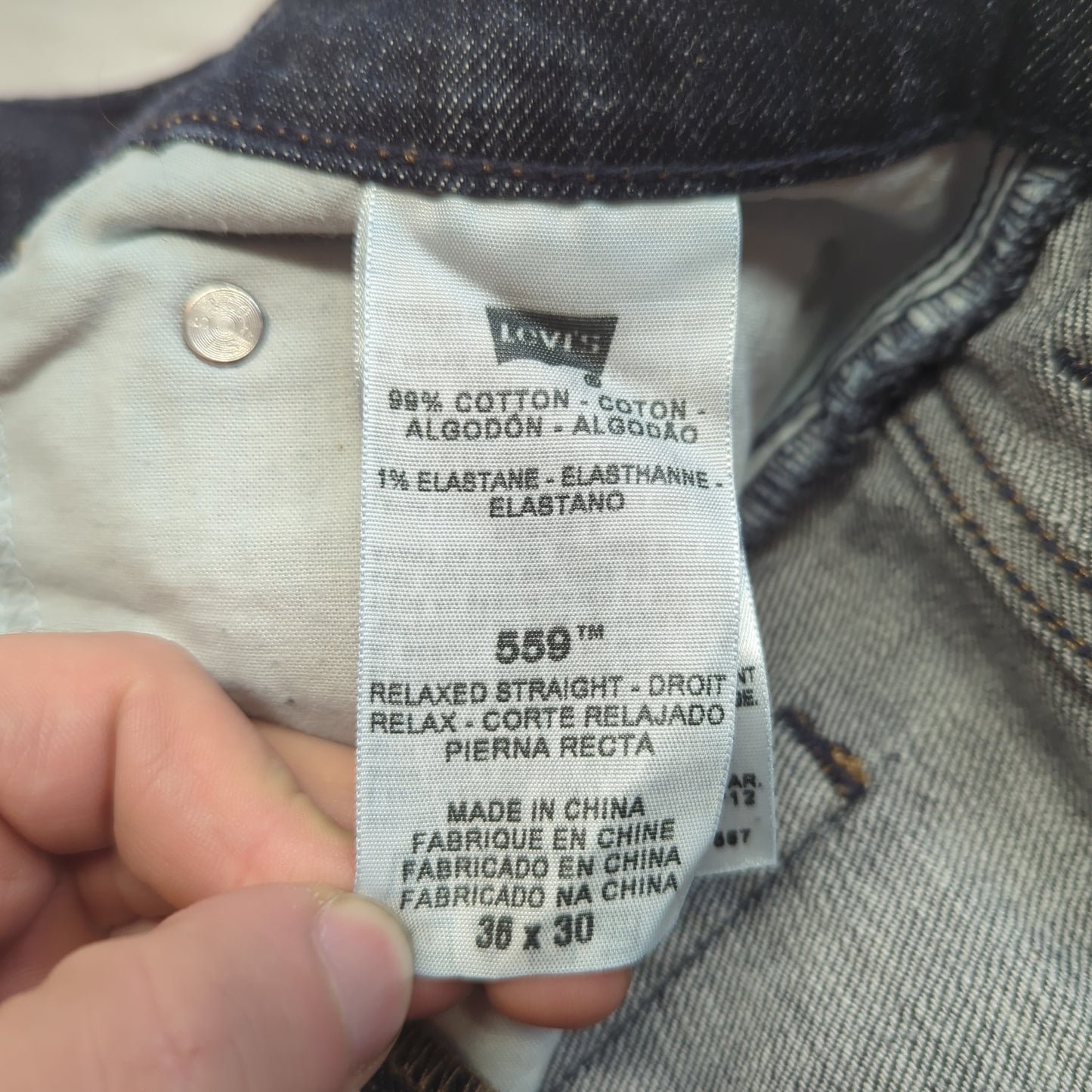 Levi's 559 Vintage Relaxed Straight Fit Dark Blue Denim Jeans Men W36/L30