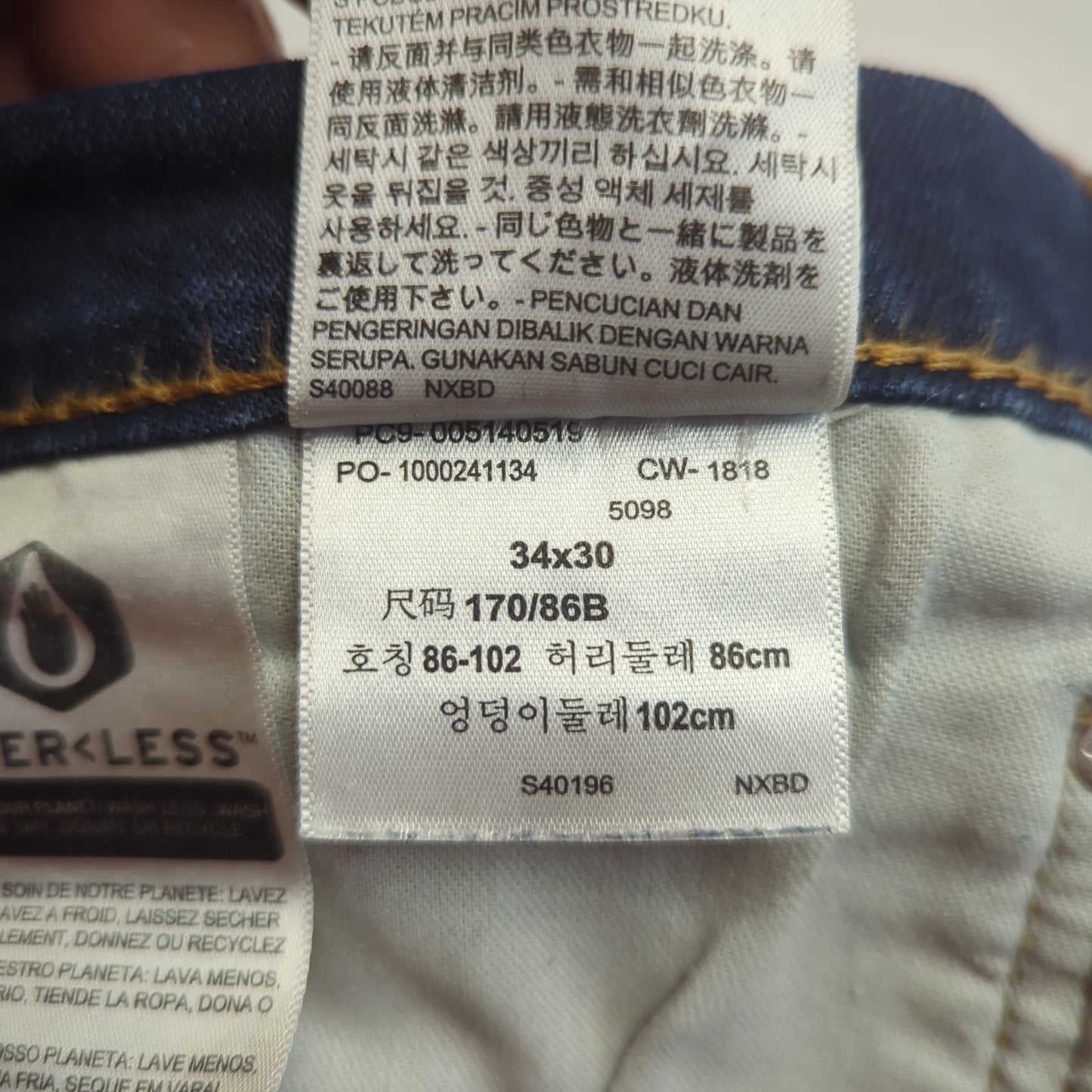 Levi's 514 Regular Straight Fit Blue Denim Cotton Jeans Men Size W34/L30