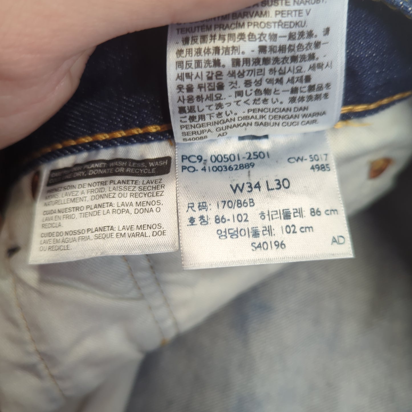 Levi's 501 Regular Straight Fit Blue Stonewash Denim Jeans Men Size W34/L30