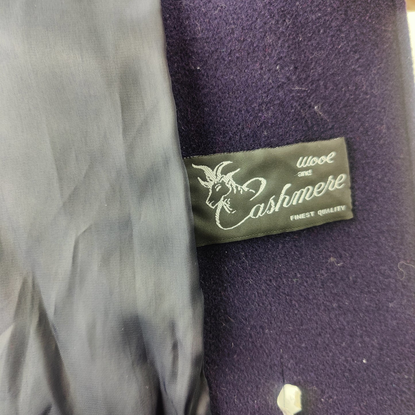 Christina Felix Vintage Purple Wool Cashmere Pea Coat Overcoat Women Size XL
