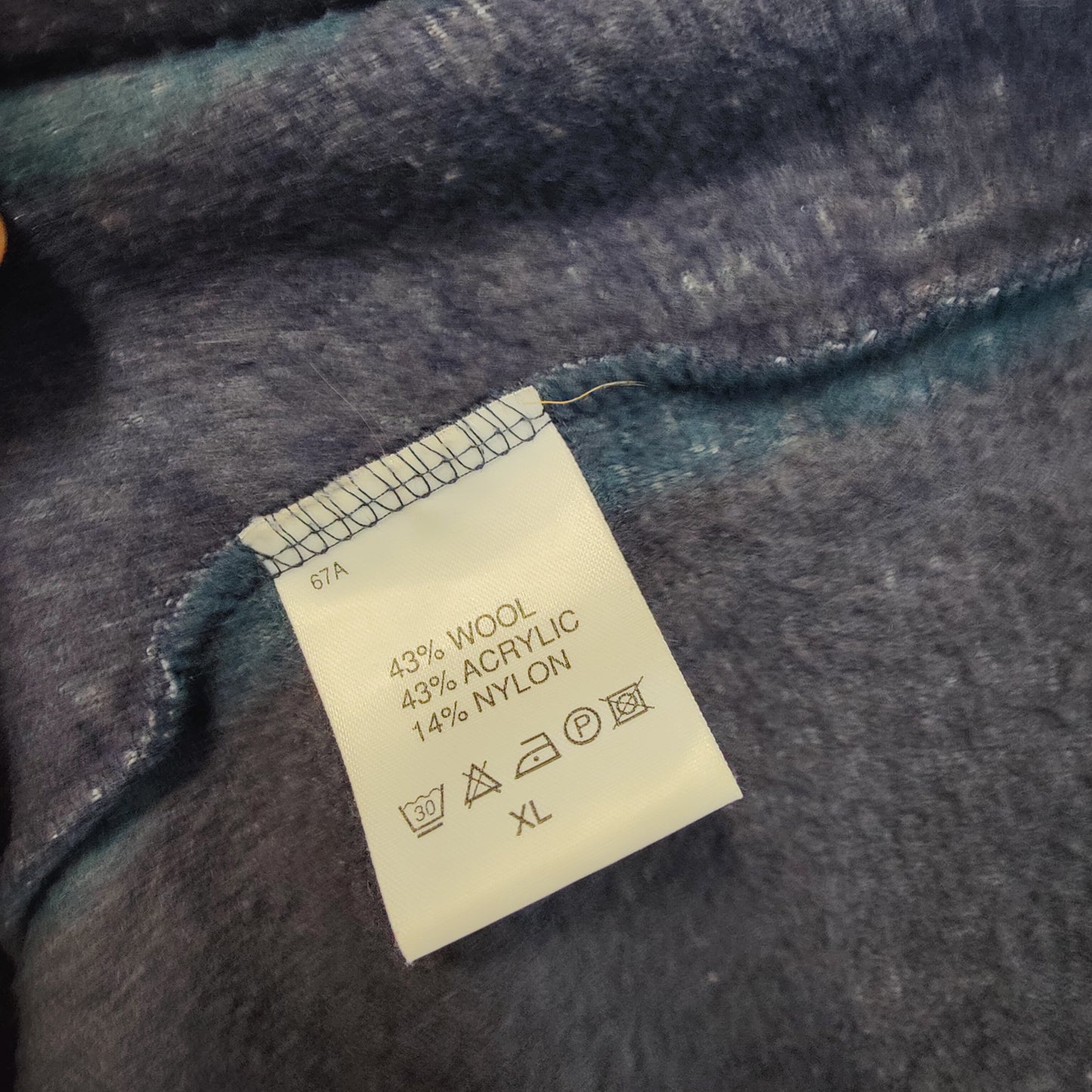 Tenson Blue Checkered Fleece Collared Jumper Men Size XL