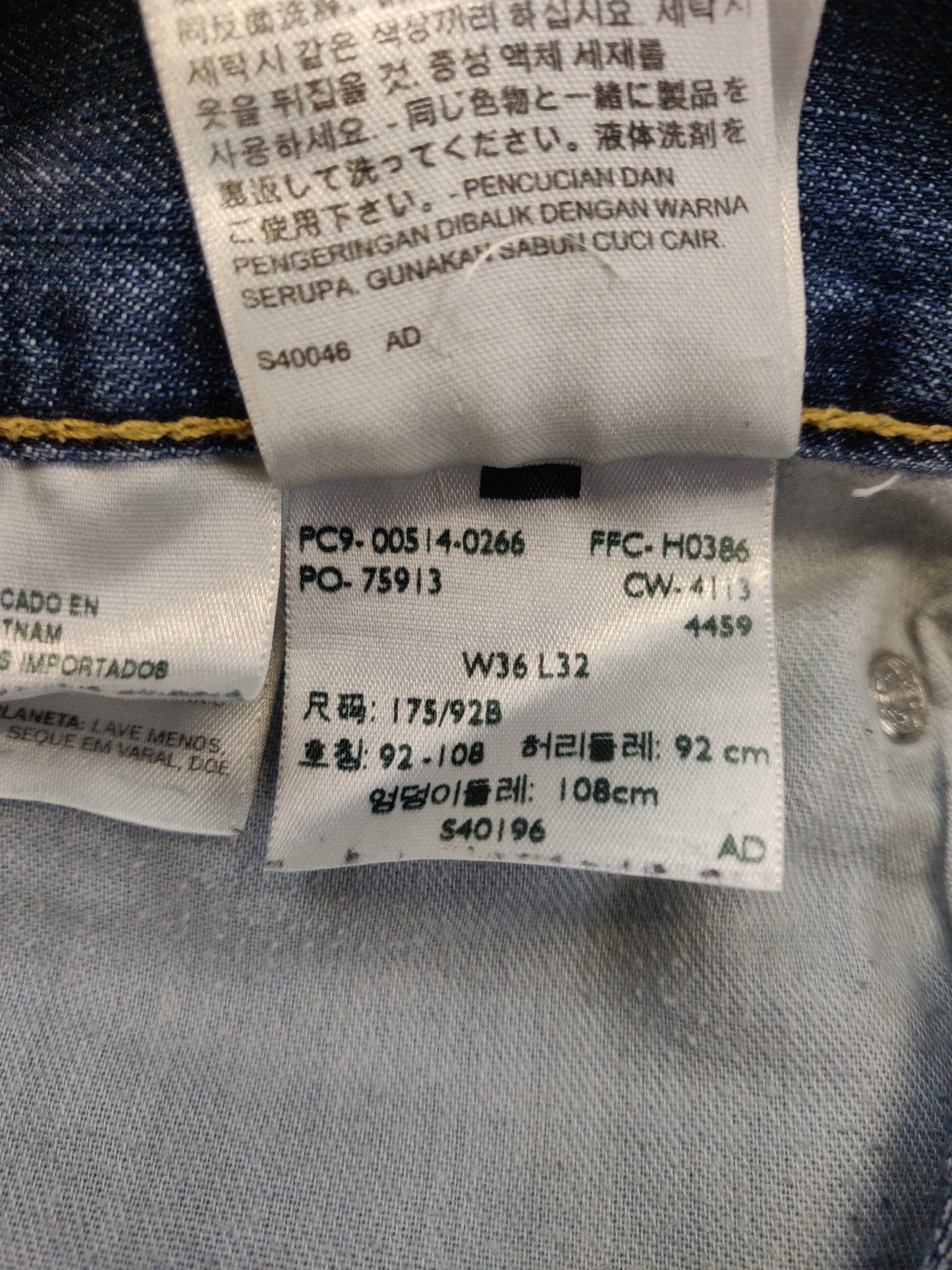 Levi's 514 Blue Stonewash Regular Straight Jeans Men Size W36/L32