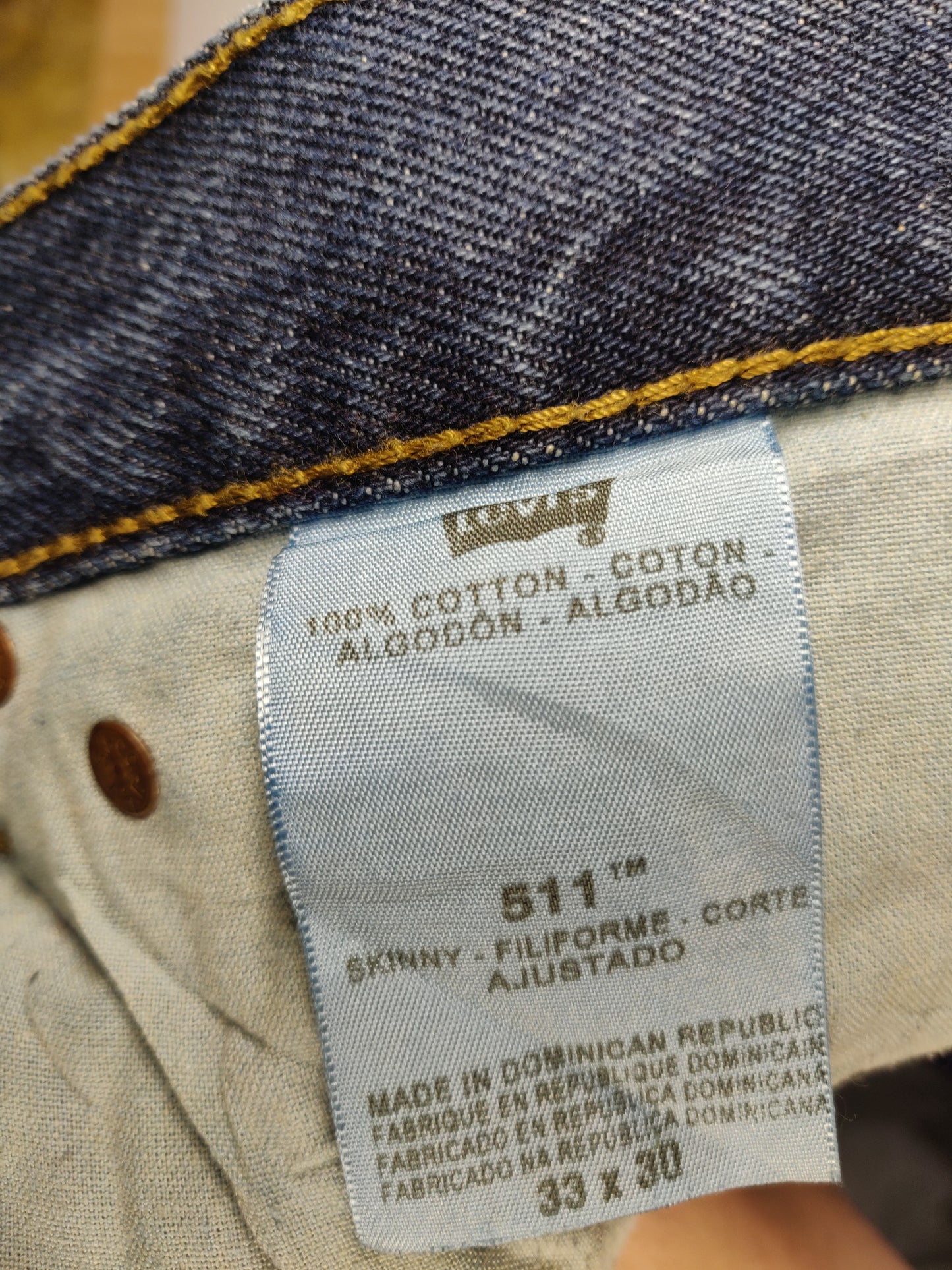 Levi's 511 Blue Distressed Skinny Jeans Men Size W33/L30