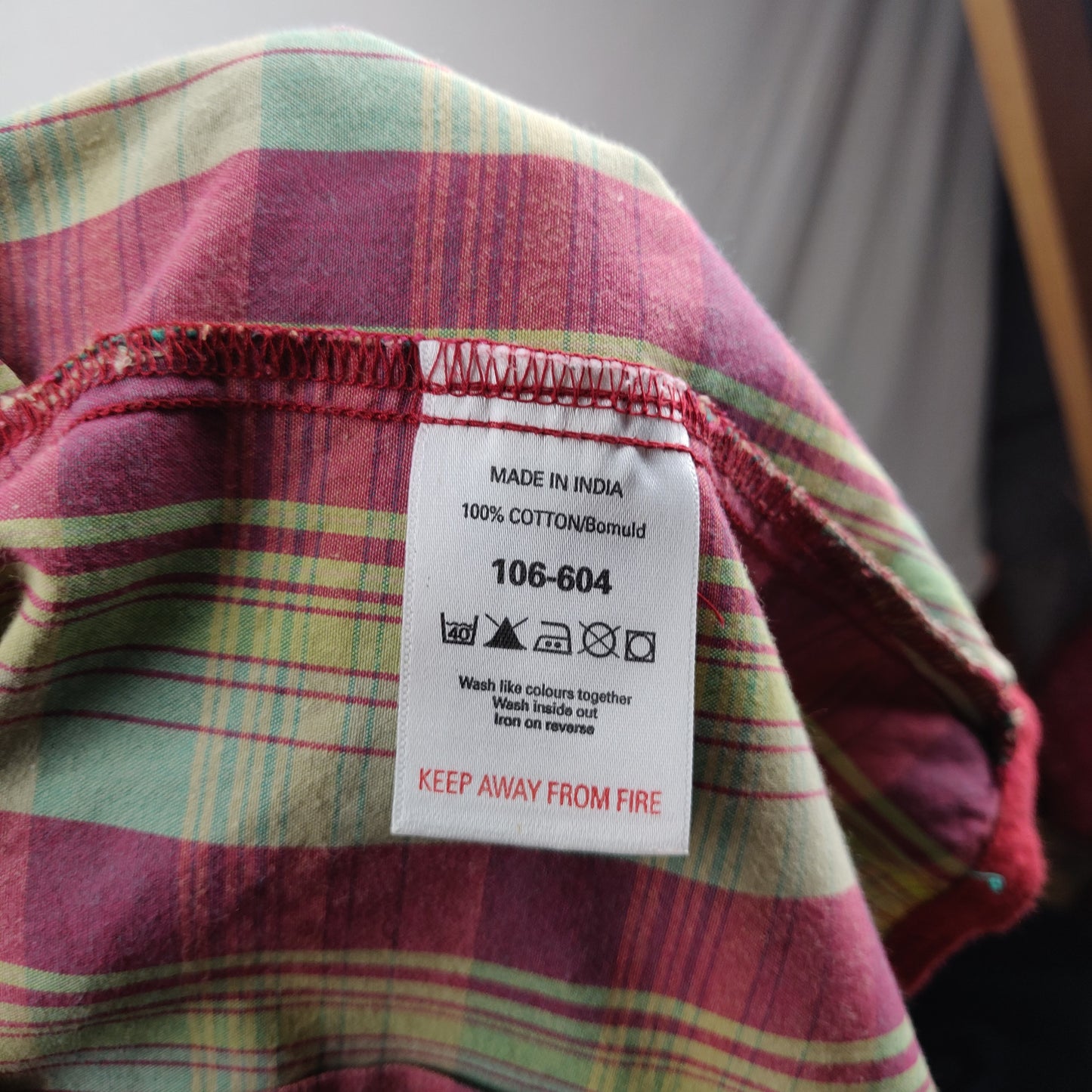 Next Petite Vintage Green Pink 3/4 Sleeve Plaid Shirt Blouse Women Size UK 10