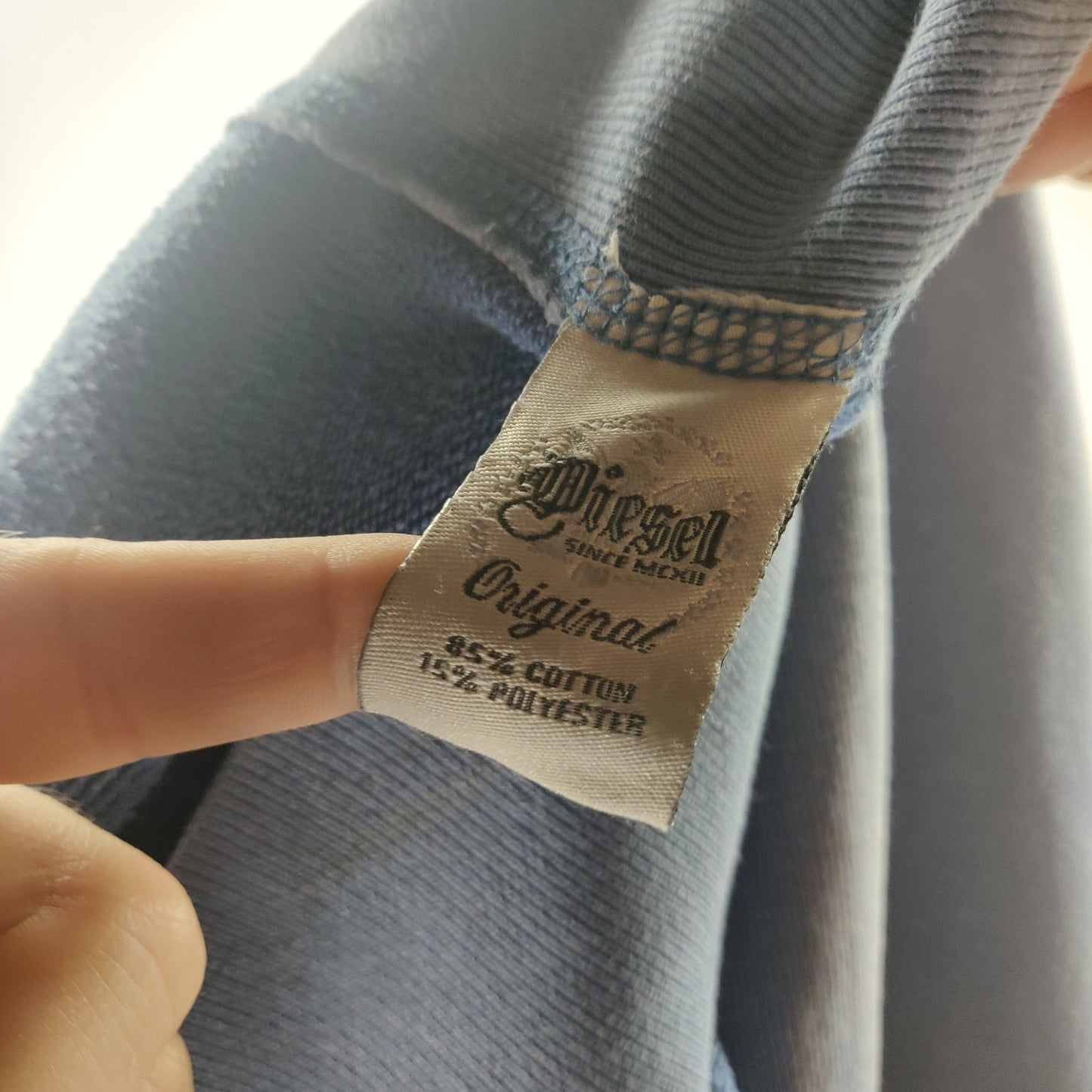 Diesel Vintage Track & Field Embroidered Blue Pullover Hoodie Men Size XL