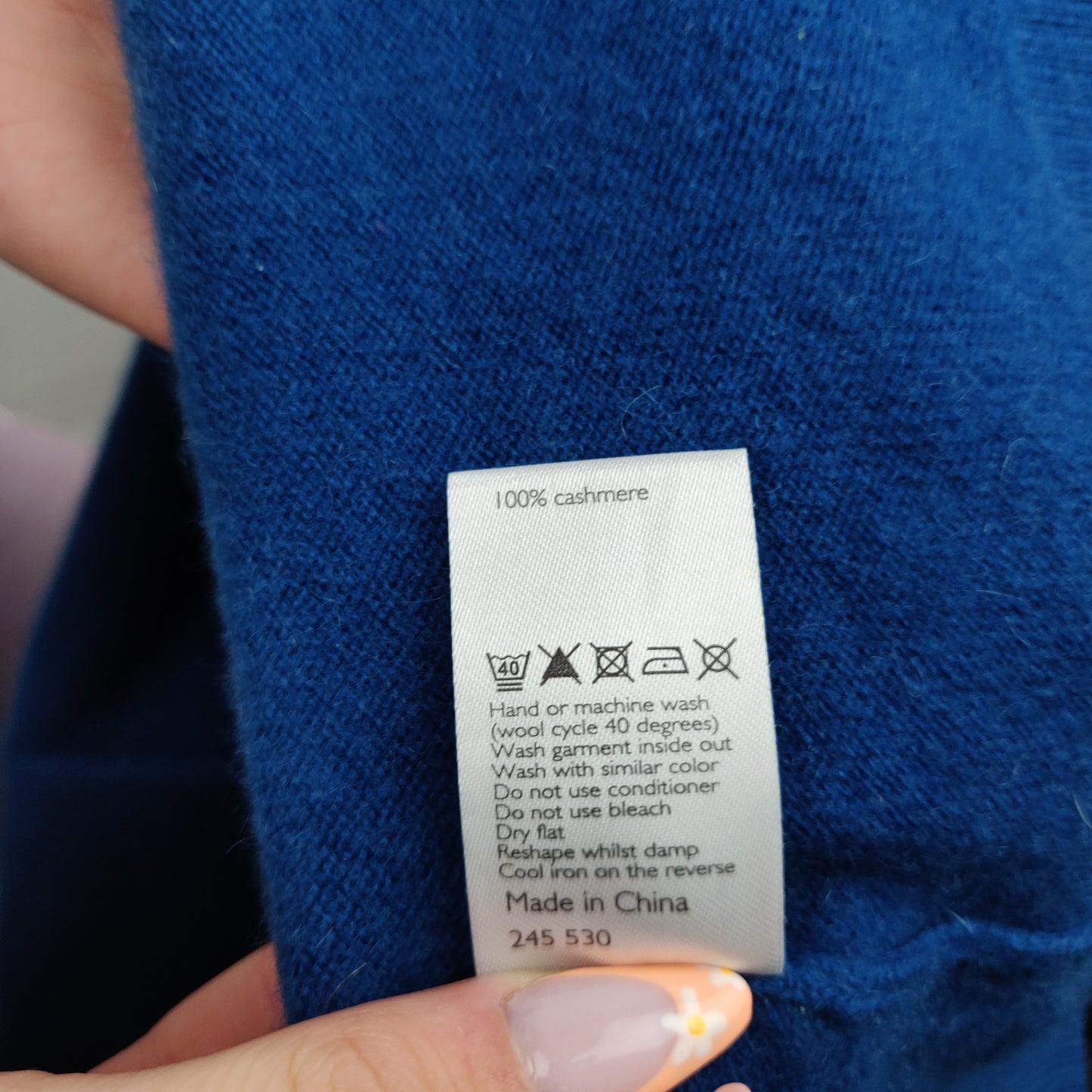 John Lewis 100% Cashmere Blue Boat Neck Pullover Jumper Sweater Women Size Small