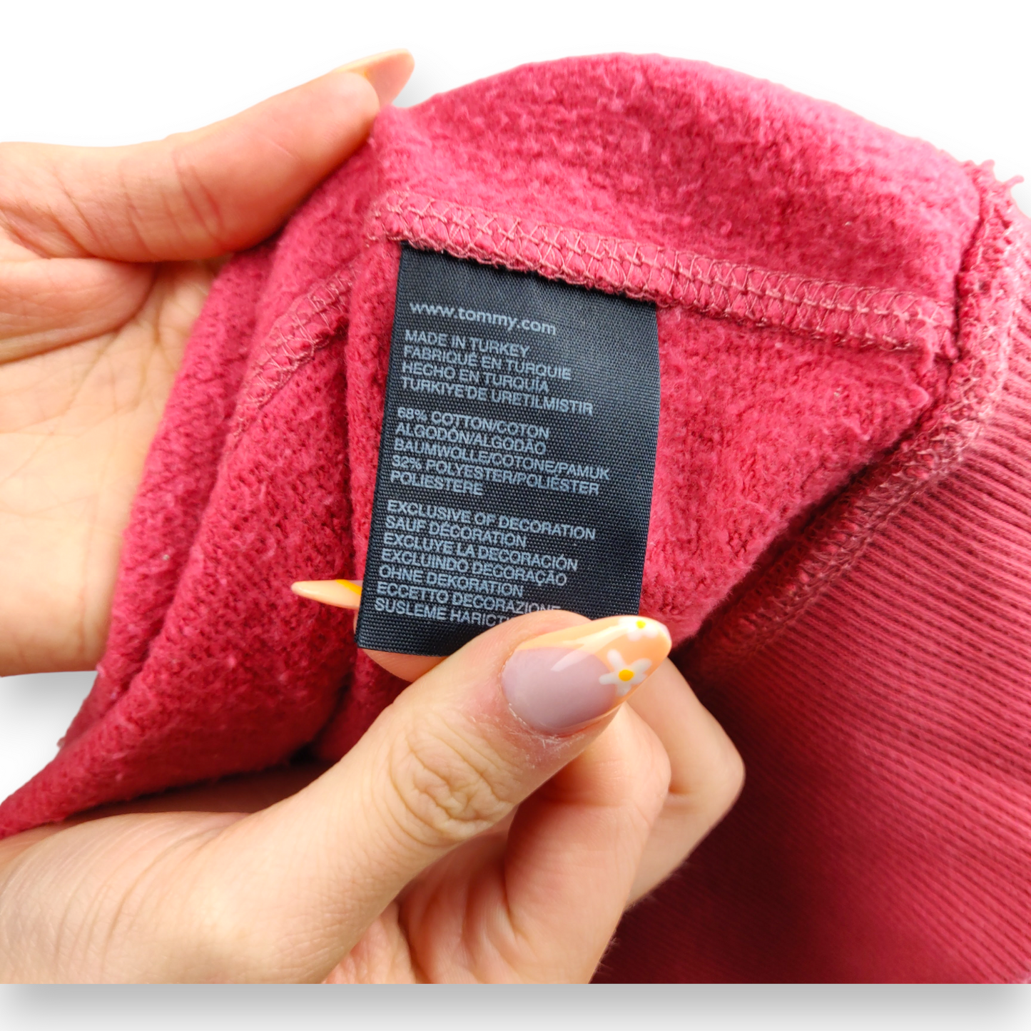 Tommy Hilfiger Pink Embroidered Full-Zip Hoodie Women Size Large