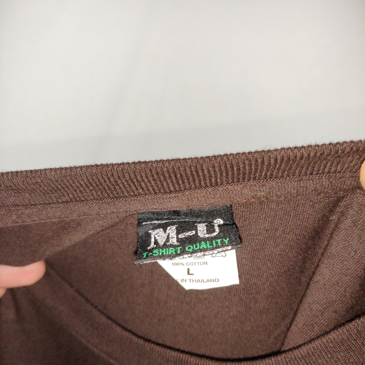 M-U Human Evolution Brown Cotton Short Sleeve T-shirt Men Size Large