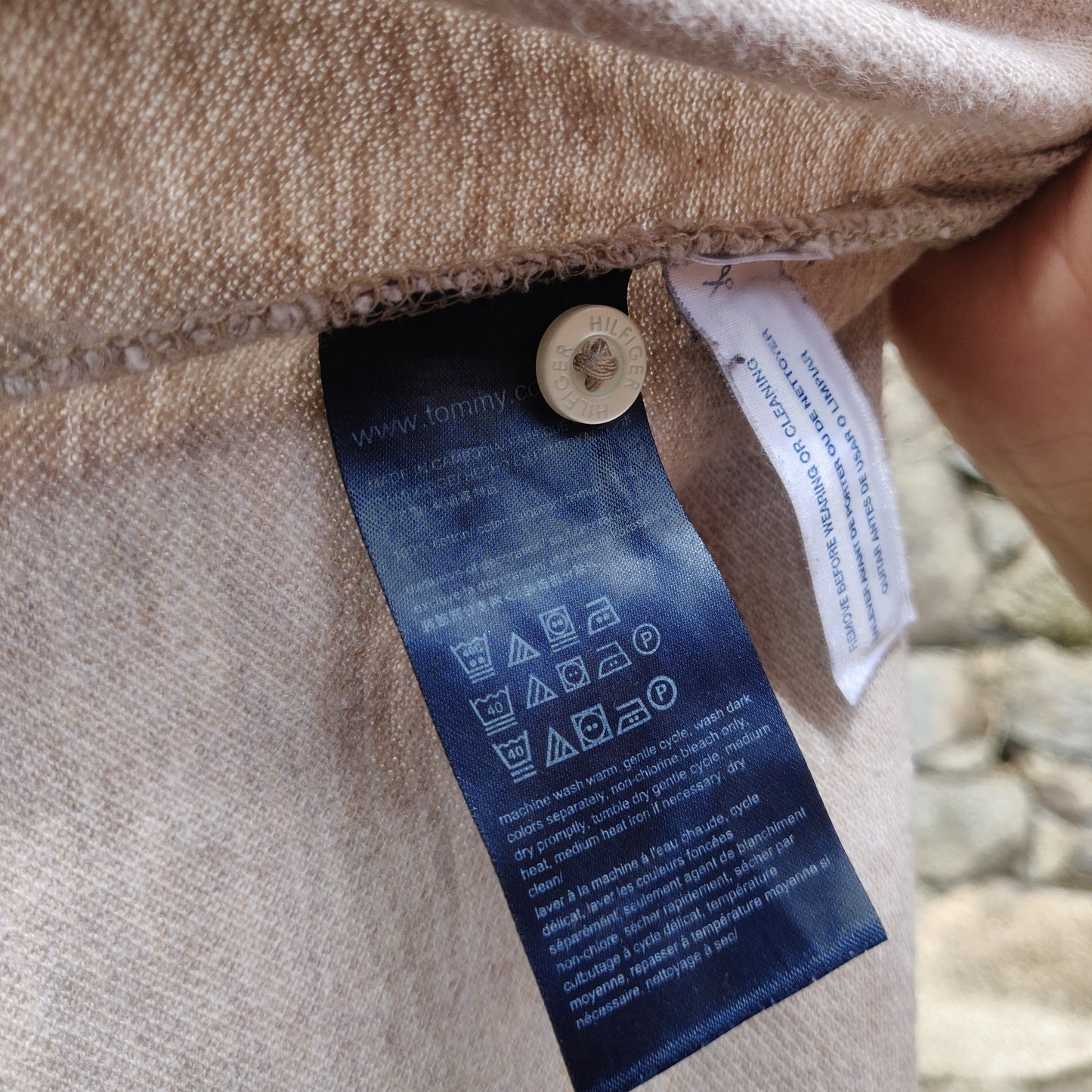 Tommy Hilfiger Beige Short Sleeve Classic Fit Cotton Polo Shirt Men Size Medium