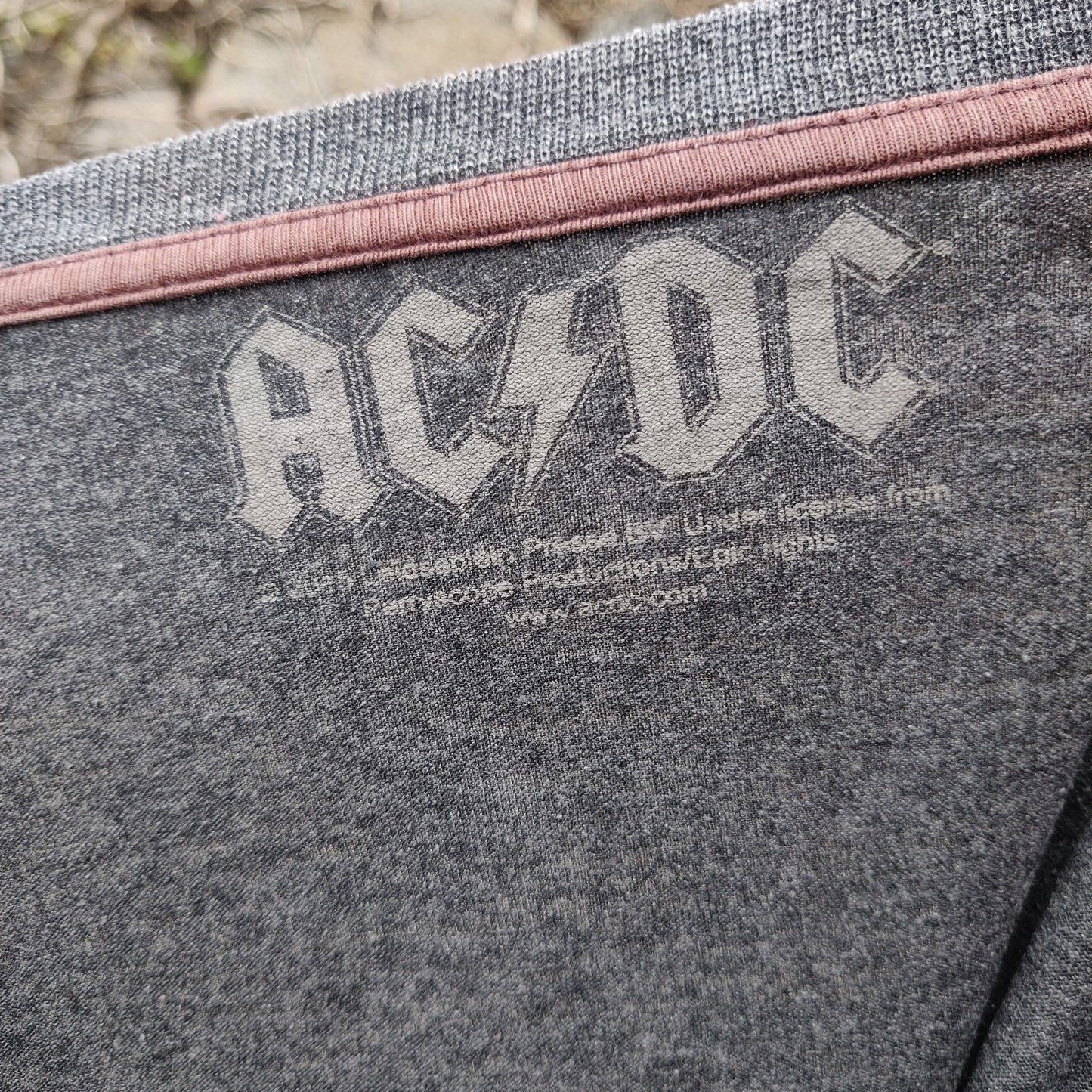 ACDC Grey Short Sleeve Graphic Crew Neck T-Shirt Men Size Large