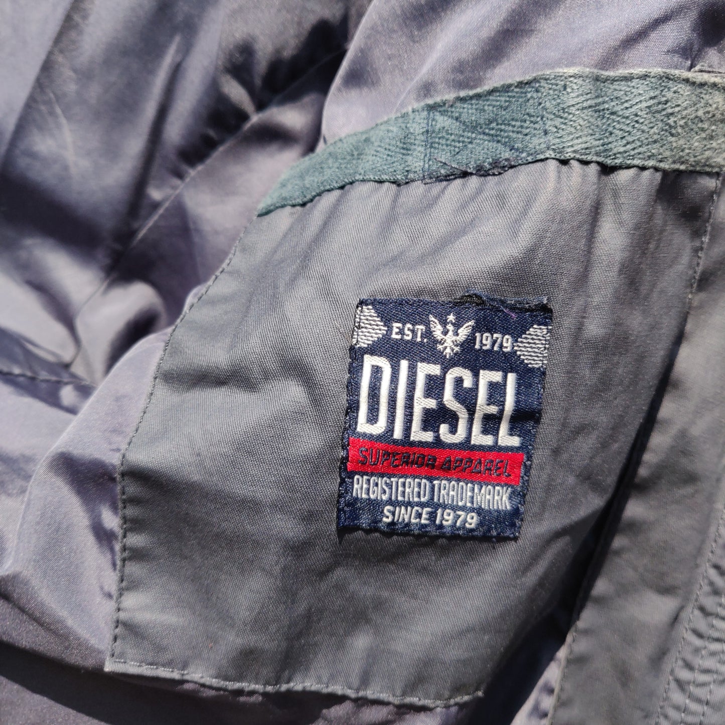 Diesel Industry Vintage Grey Nylon Rain Bomber Jacket Coat Men Size 4 / Large