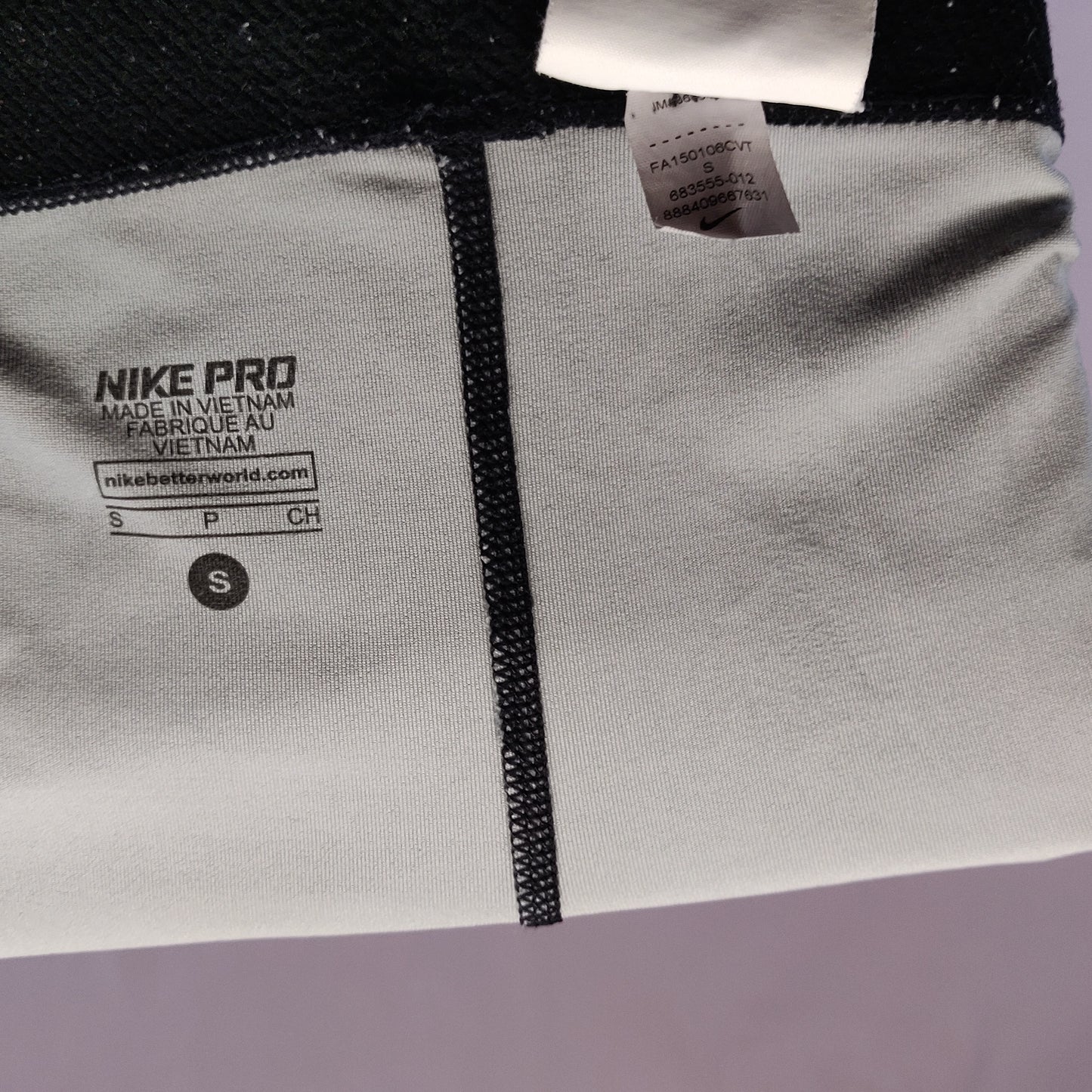 Nike Pro Black Grey Engineered Giraffe Mid Rise Leggings Women Small ~ 683555-012