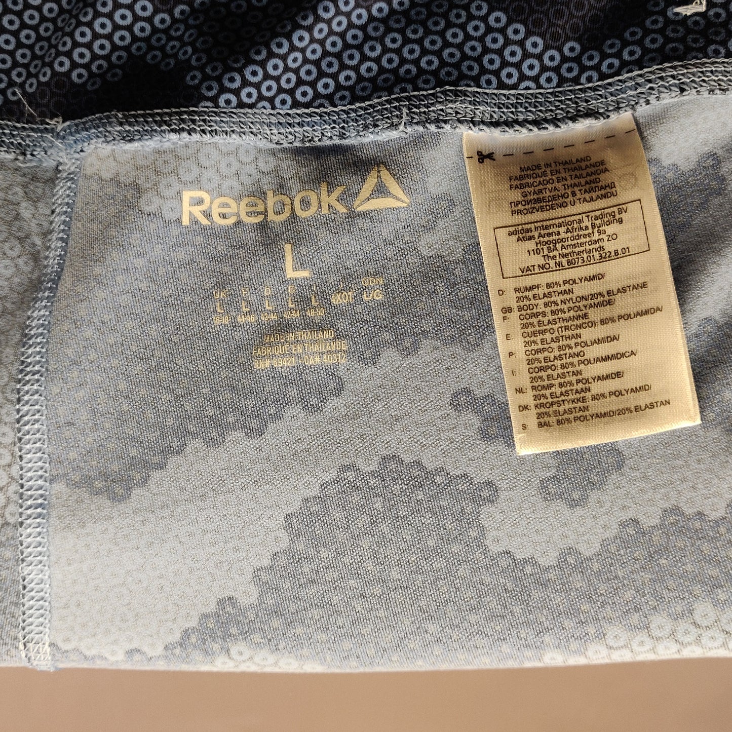 Reebok Blue Digital Camouflage Training Yoga Leggings Women Large UK 16-18