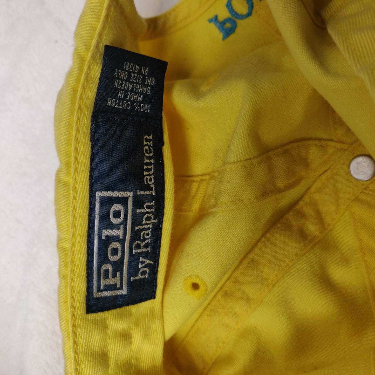 Polo Ralph Lauren Vintage Yellow Leather Strap Baseball Cap Hat Men Unisex