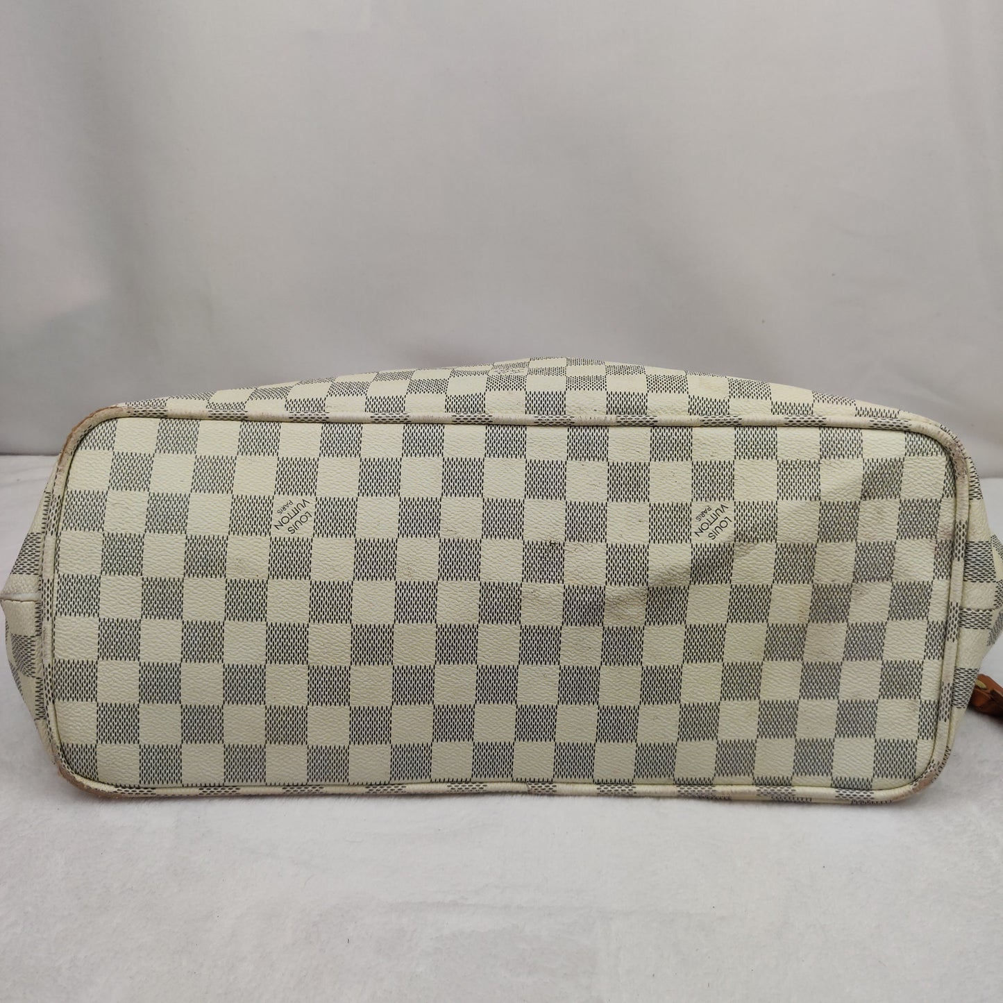 Louis Vuitton White Damier Azur Neverfull MM N51107 Shoulder Tote Bag Women