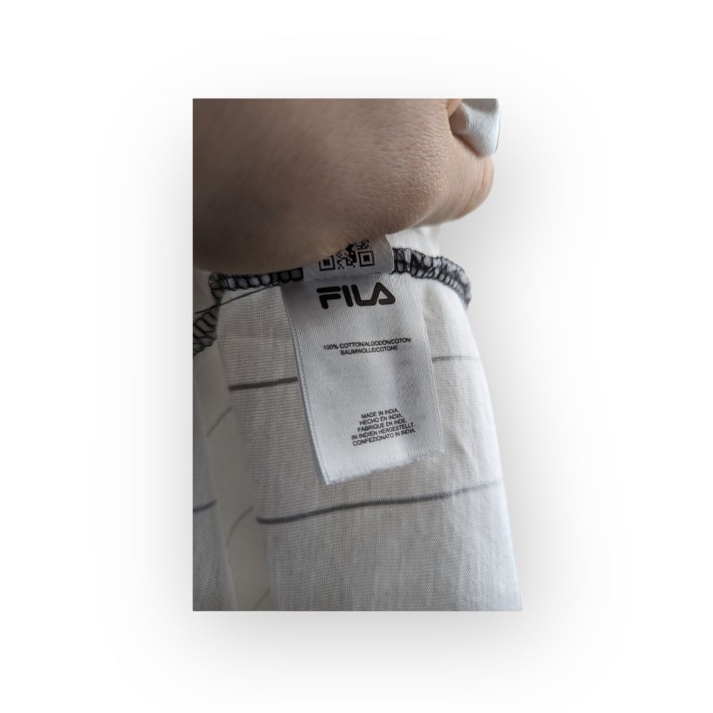 Fila White Short Sleeve Core Strips Casual T-shirt Men Size Large