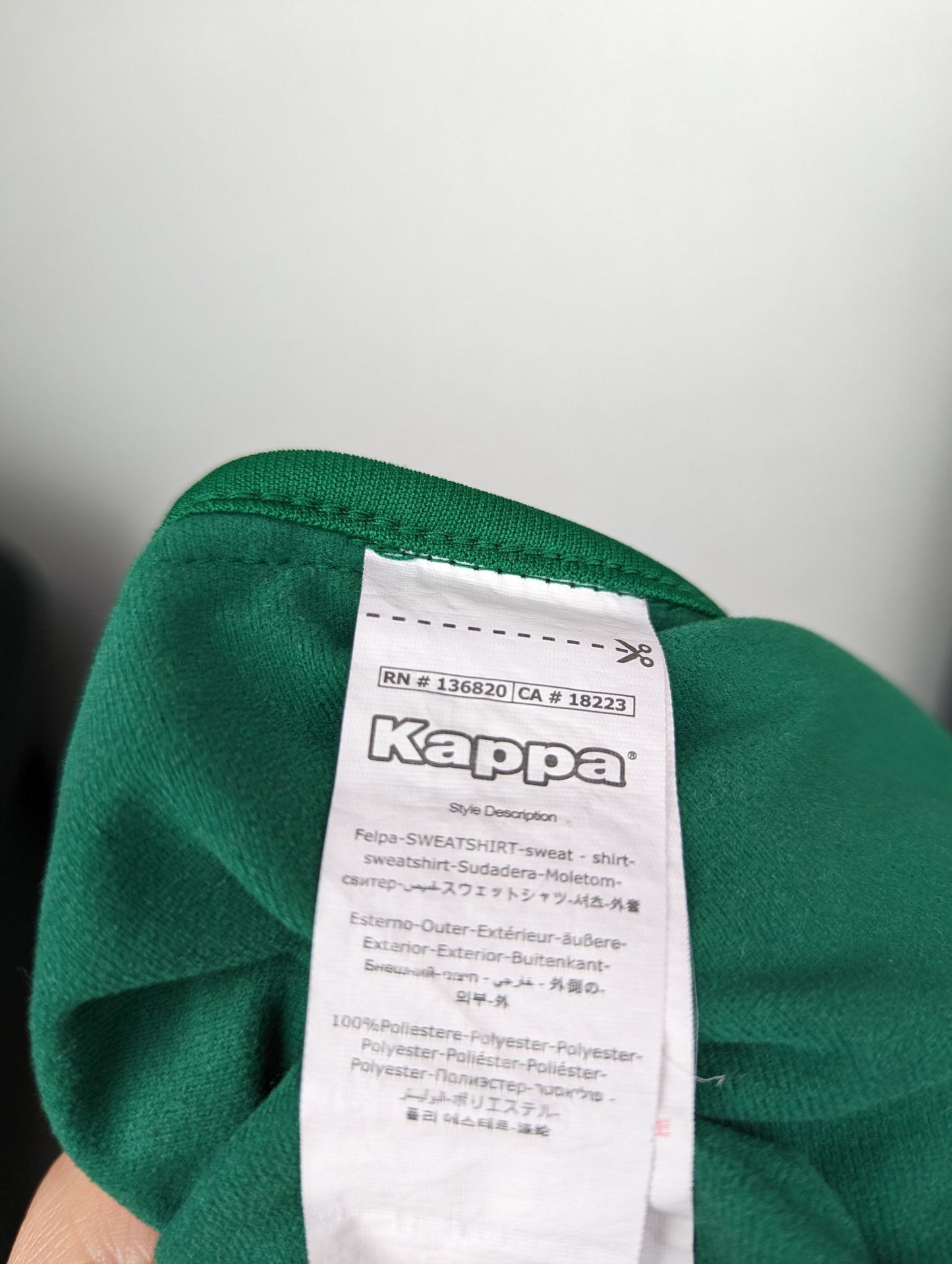 Kappa Vintage Green Track Jacket Removable Snap Sleeves Men Size Medium