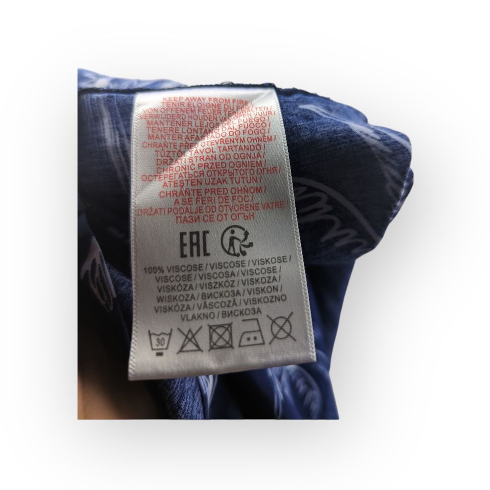 Nordam Blue Palm Tree Print Haiwaiian Shirt Men Size Large