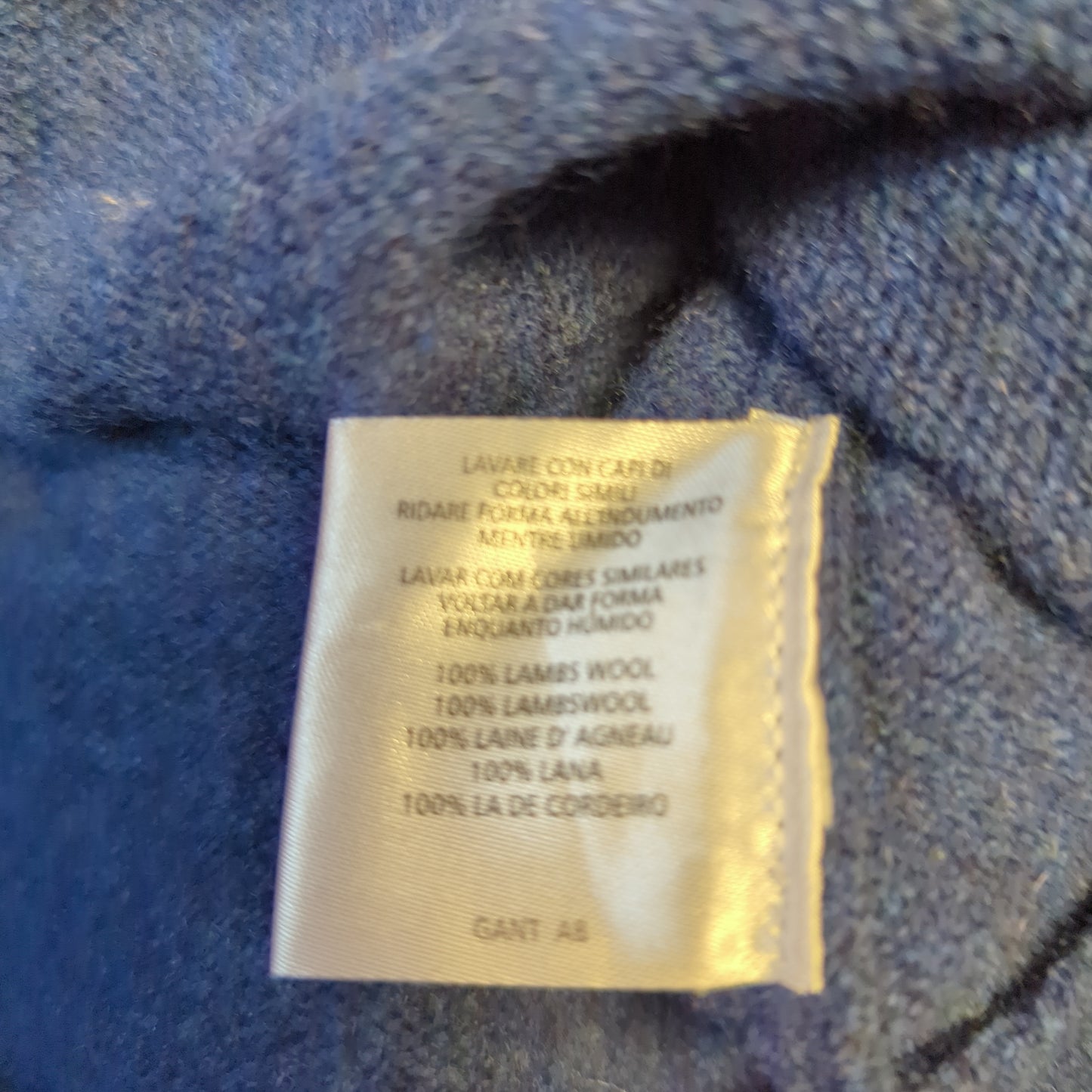 Gant Blue Shawl Neck Wool Jumper Men Size Large