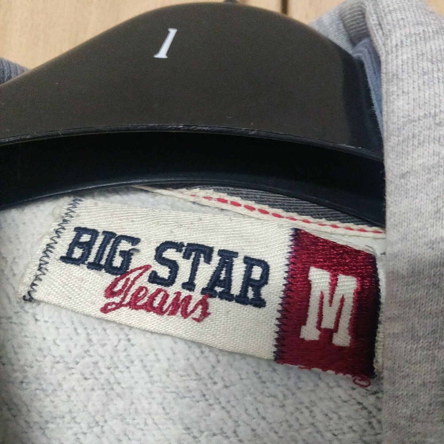 Big Start Vintage Grey Pullover Hoodie Full Zip Men Size Medium