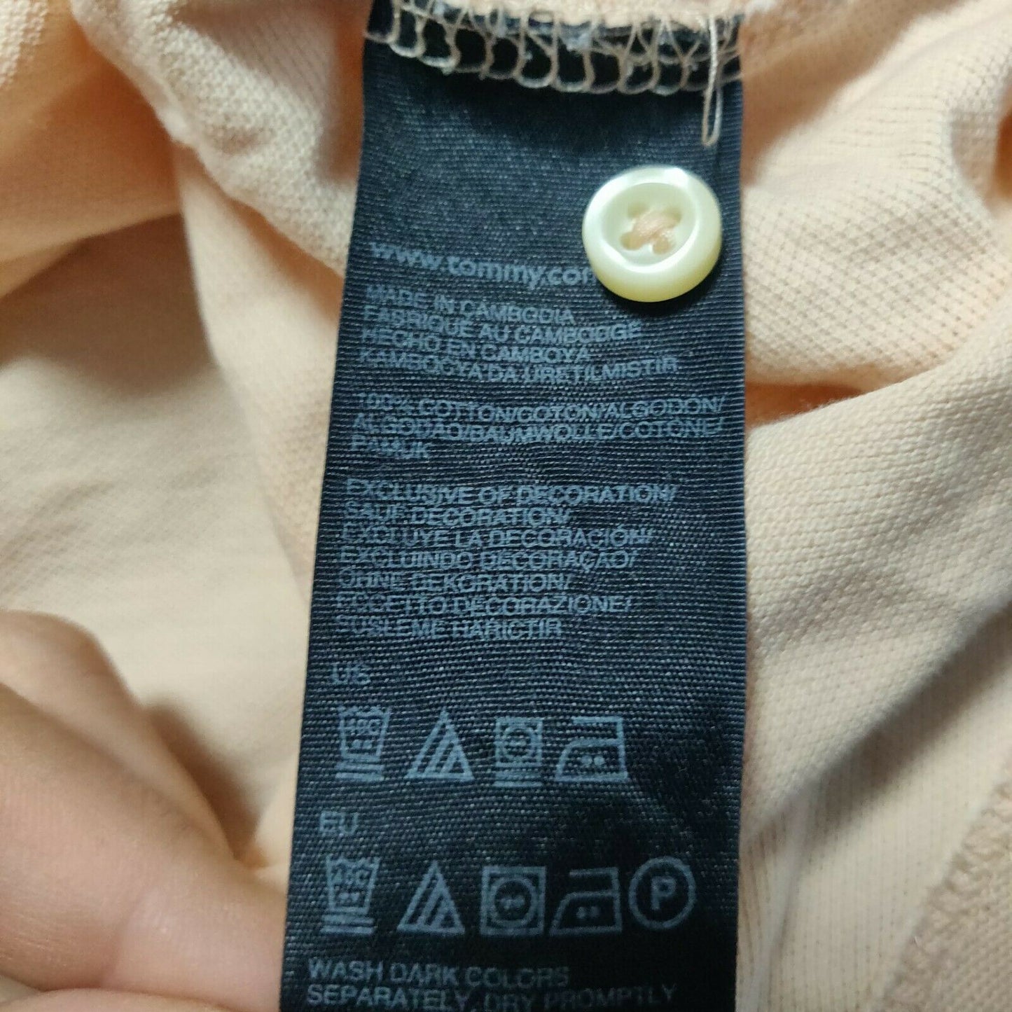 Tommy Hilfiger Coral Pink Polo Custom Fit Men Size Large