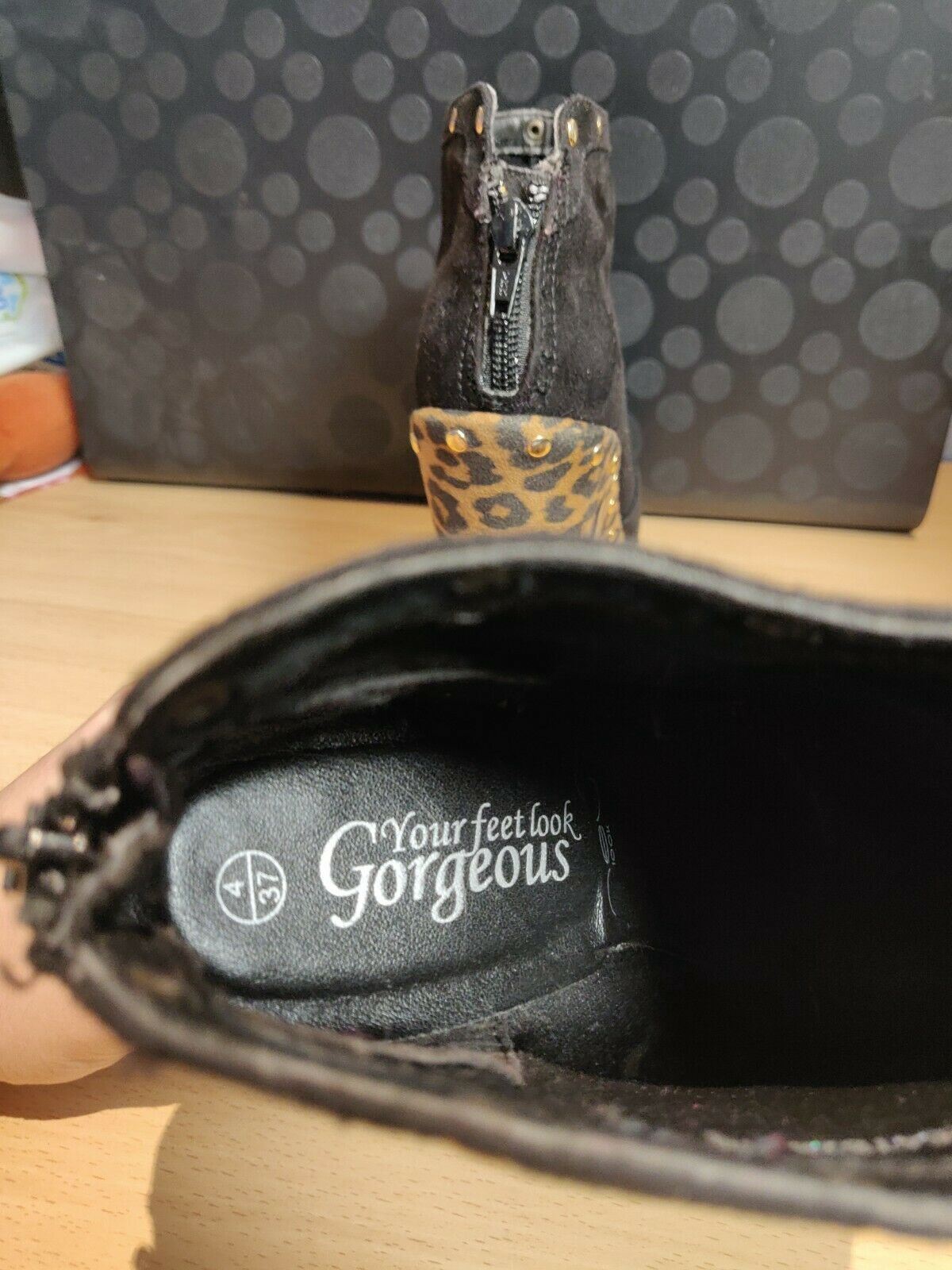 New Look Your Feet Look Gorgeous Black Leopard Heels Women Size UK 4