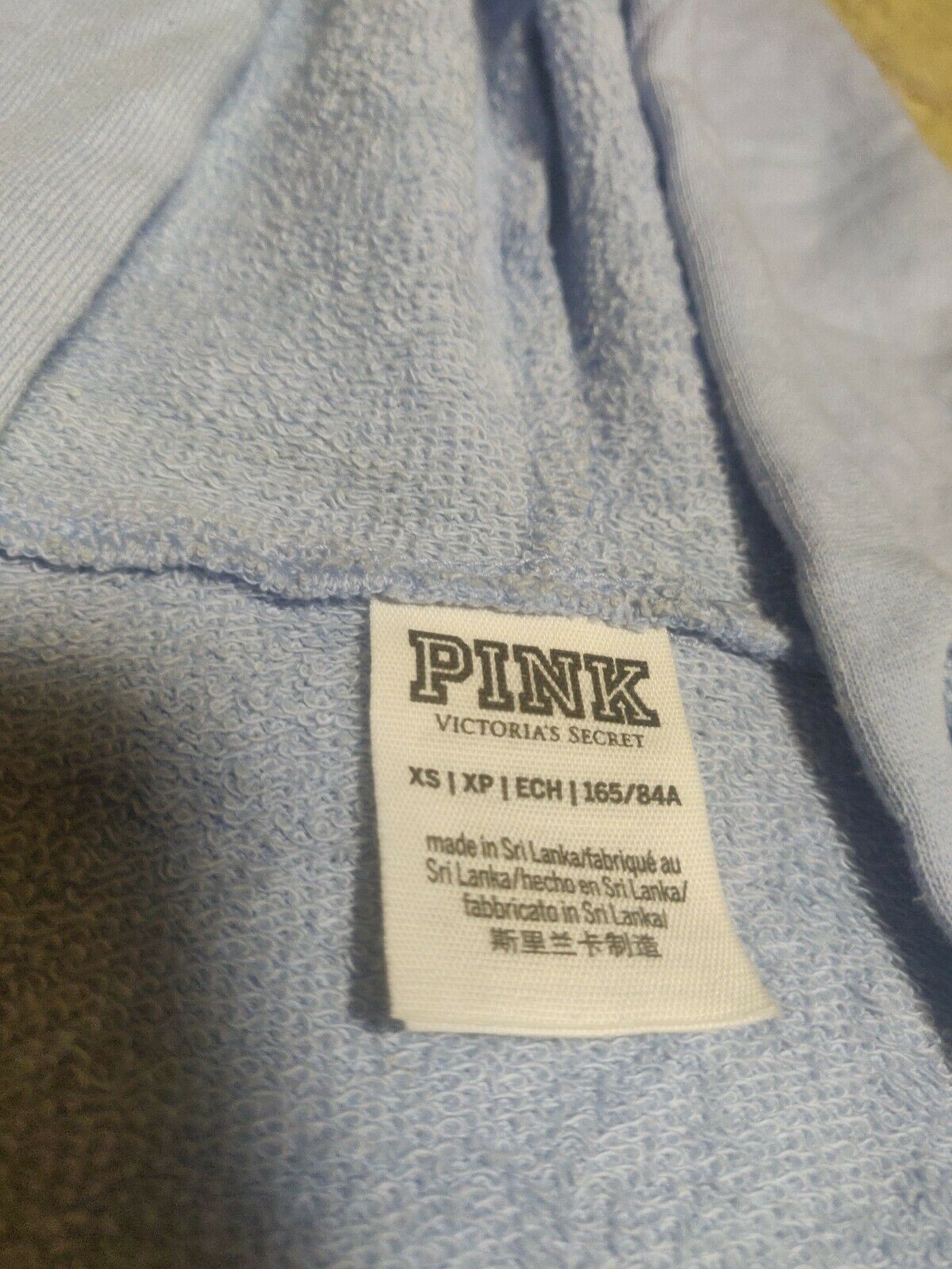 Pink Victoria Secret London Blue Cropped Hoodie Sweatshirt Women Size XS