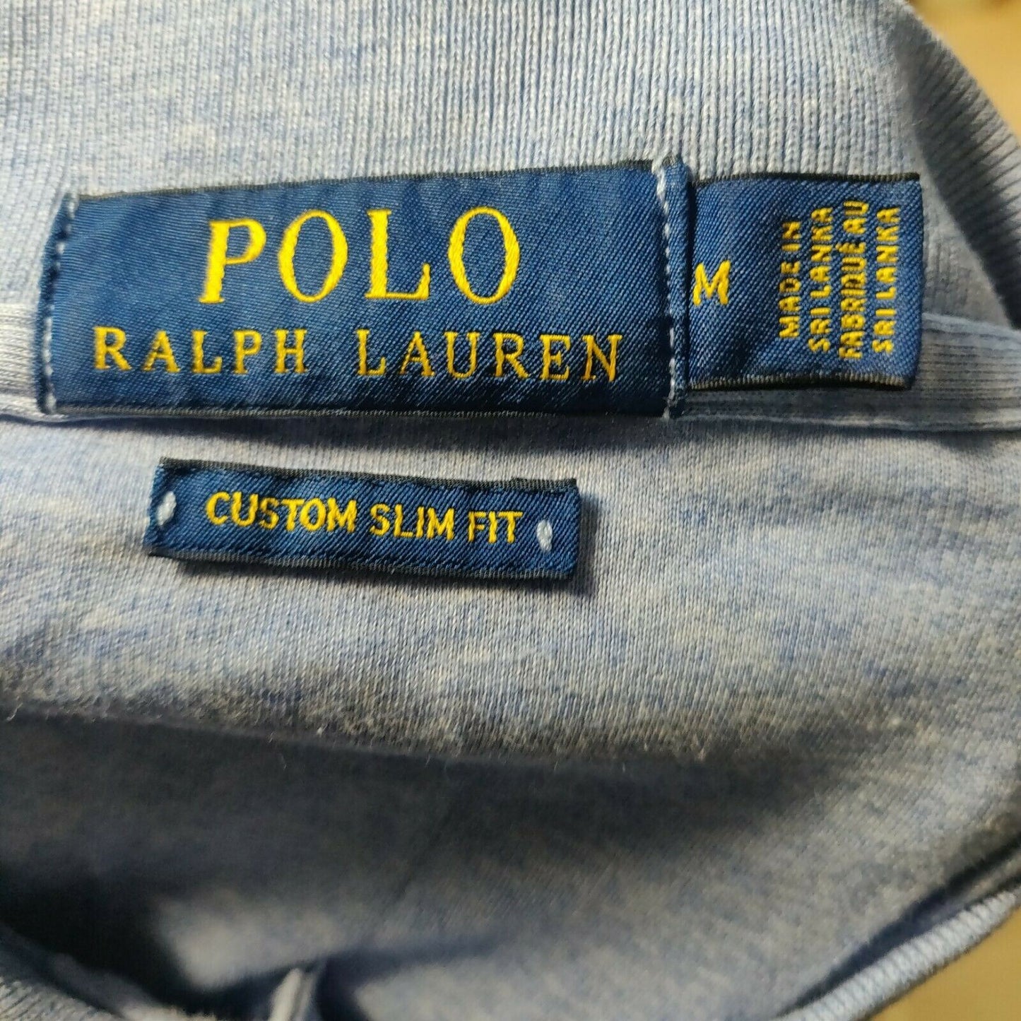 Polo Ralph Lauren Blue Polo Shirt Short Sleeve 1/4 Button Men Size Medium