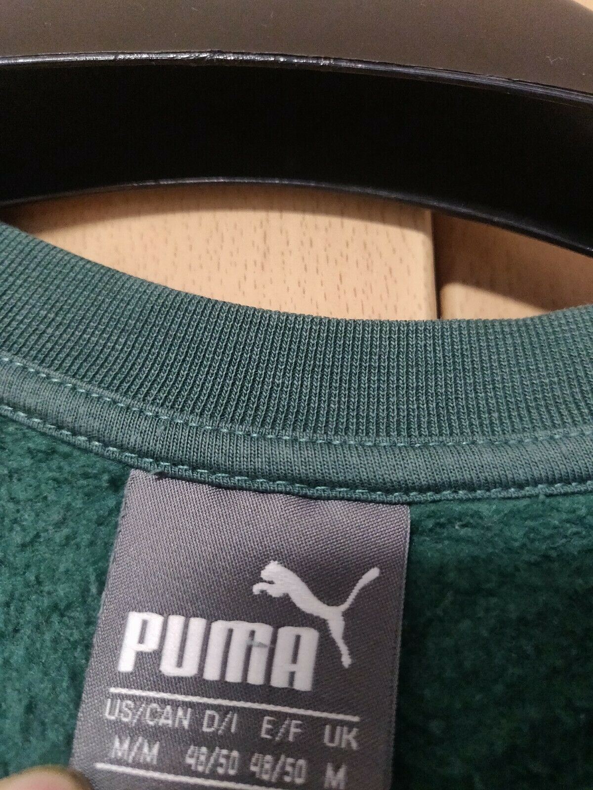 PUMA Green Sweatshirt Jumper Spell Out Logo Men Size Medium