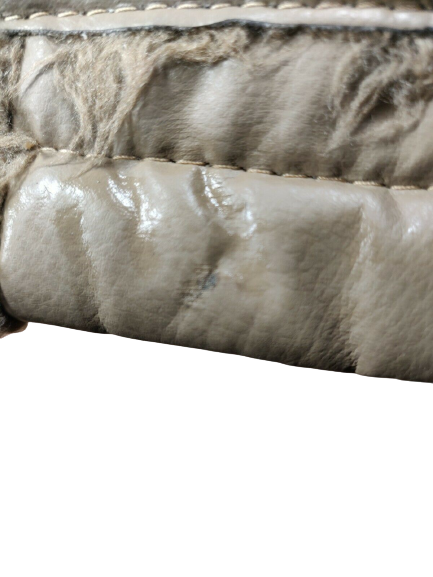 Ama Zinc Light Grey Button-Up Leather vintage Jacket women's Large