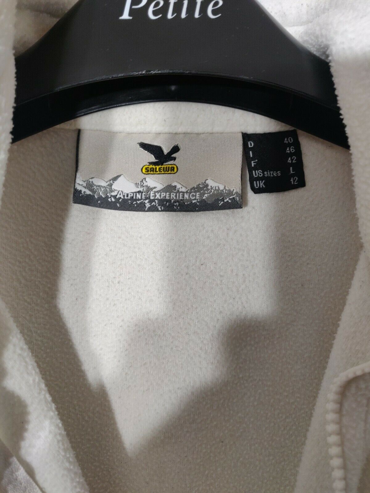 SALEWA Alpine Experience White Full Zip Fleece Jacket Women Size UK 12
