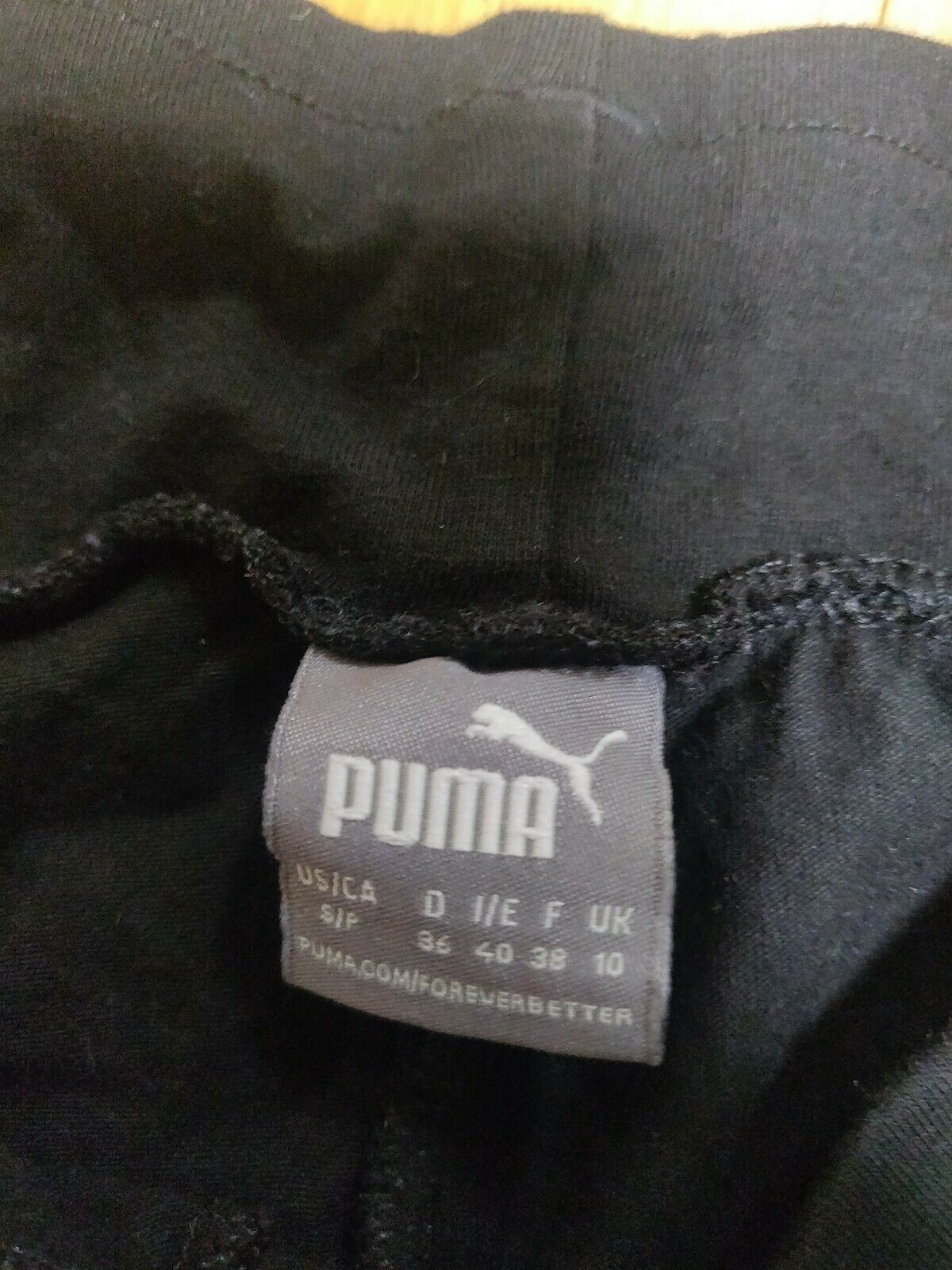 Puma Black Logo Cotton Leggings Women Size UK 10