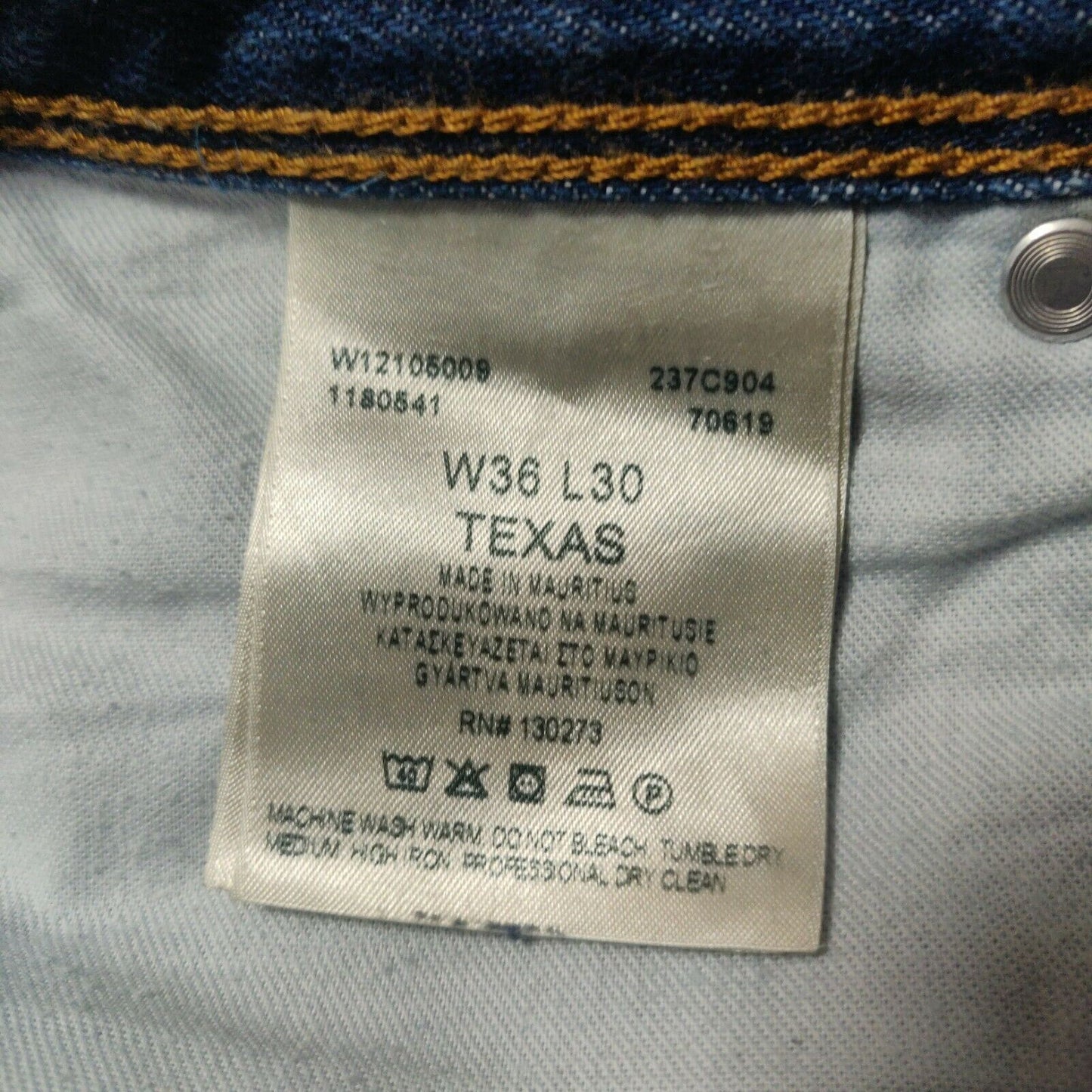 Wrangler Texas Blue Tapered Jeans Regular Fit Men Size 36W/30L