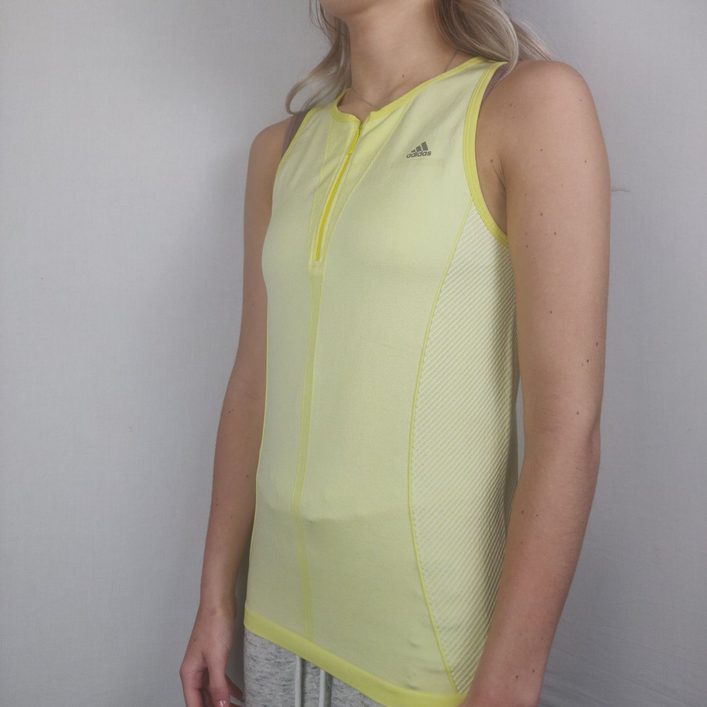 Adidas Yellow Tank Top Sleeveless 1/4 Zip Women Size Small