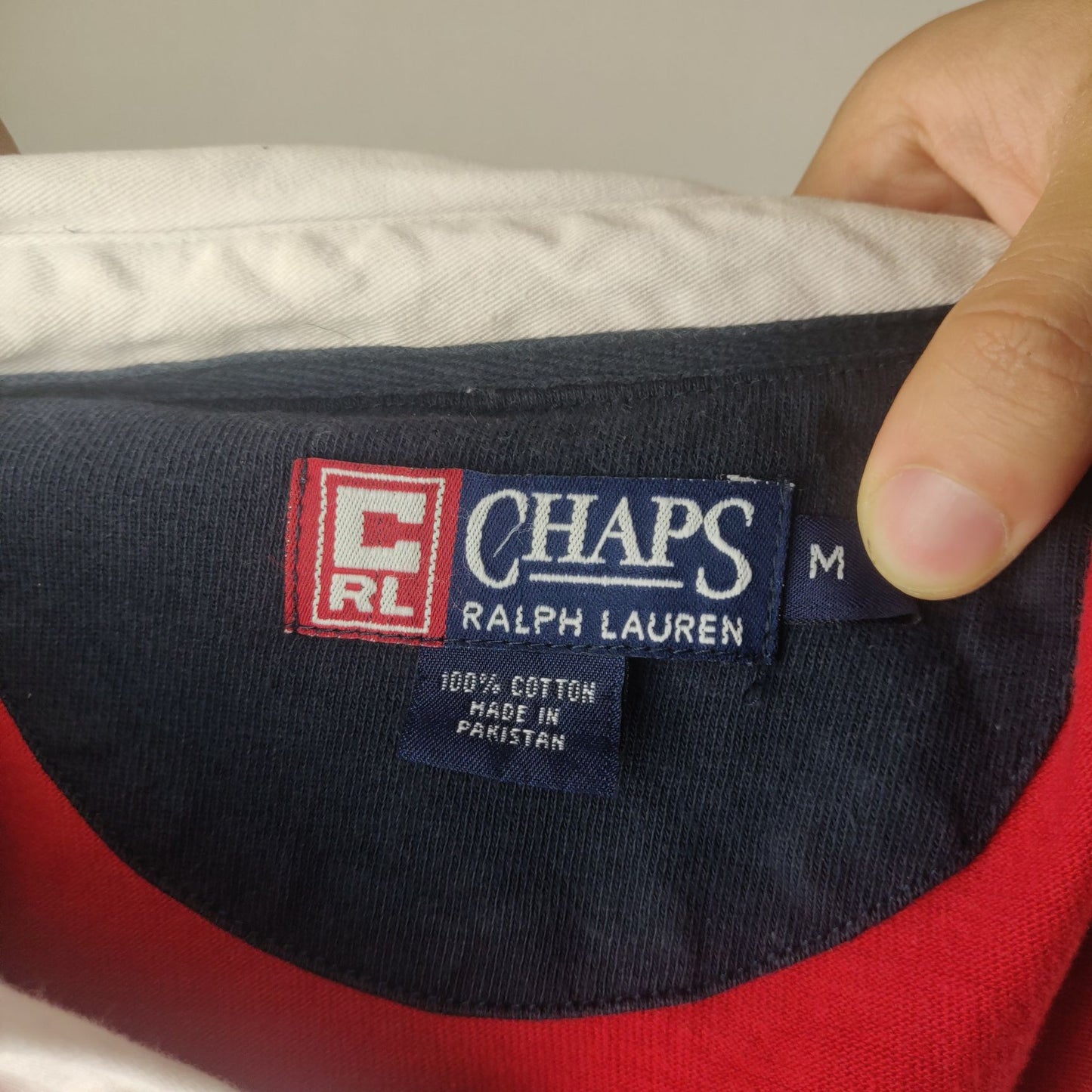 Chaps Ralph Lauren Vintage Red Sweatshirt Mock Neck Men Size Medium