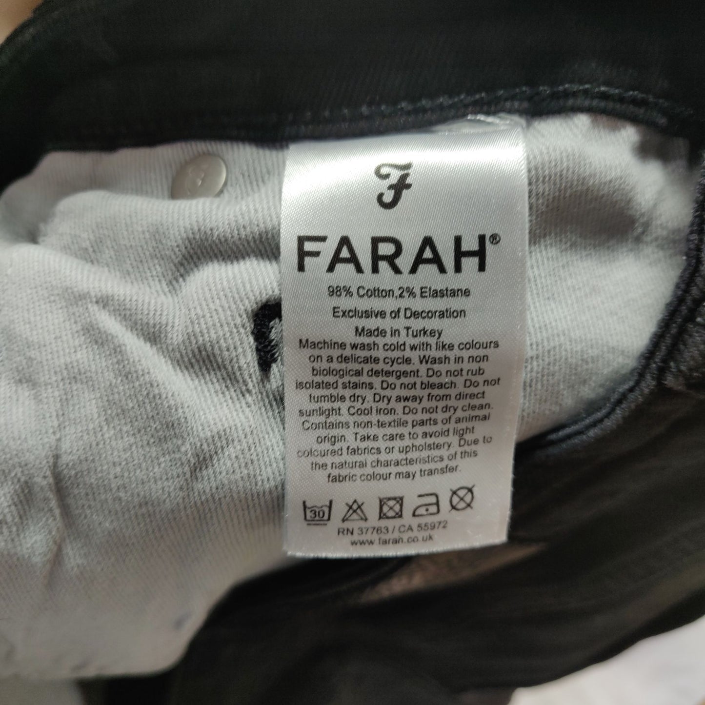 Farah Black Classic Denim Jeans Men Size W32/L32