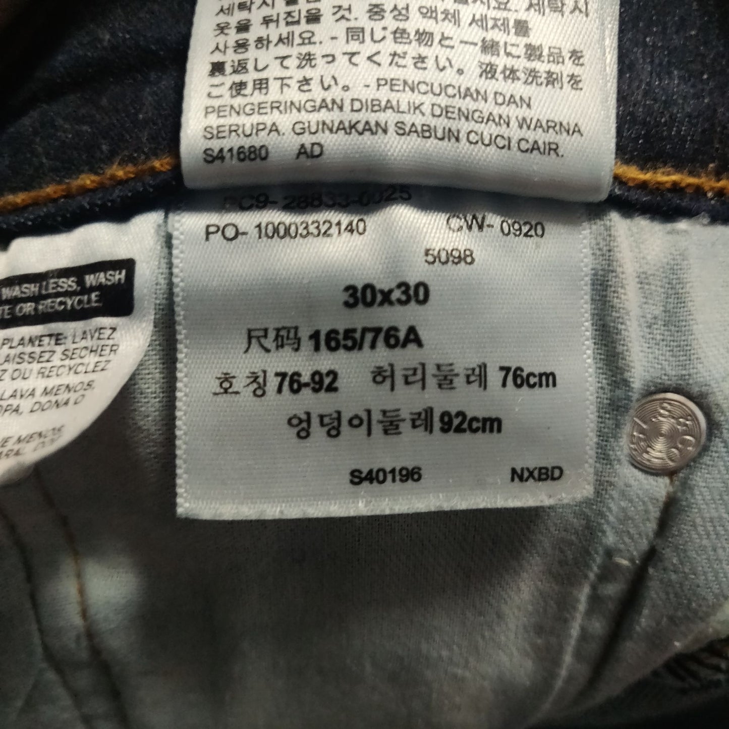 Levi Strauss 512 Blue Slim Fit Tapered Denim Jeans Men Size W30/L30