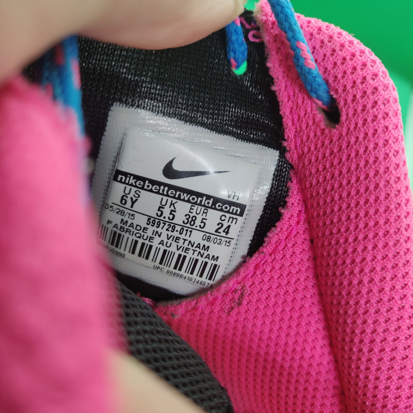 Nike Roshe GS Black/Pink Trainers - 599729-011 - Women Size UK 5.5