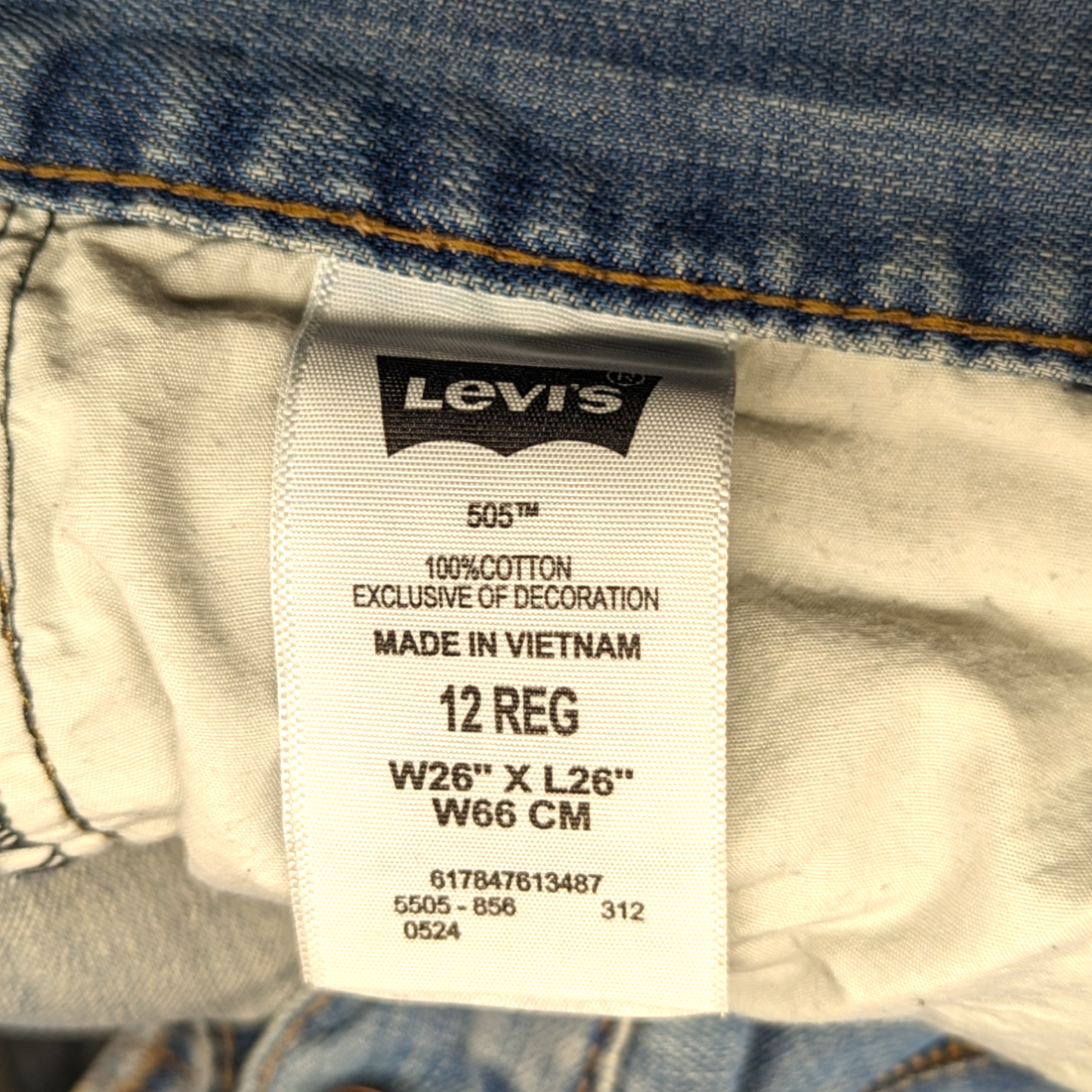 Levi's 505 Blue Regular Straight Fit Jeans Boys Size 12 Reg W26/L26