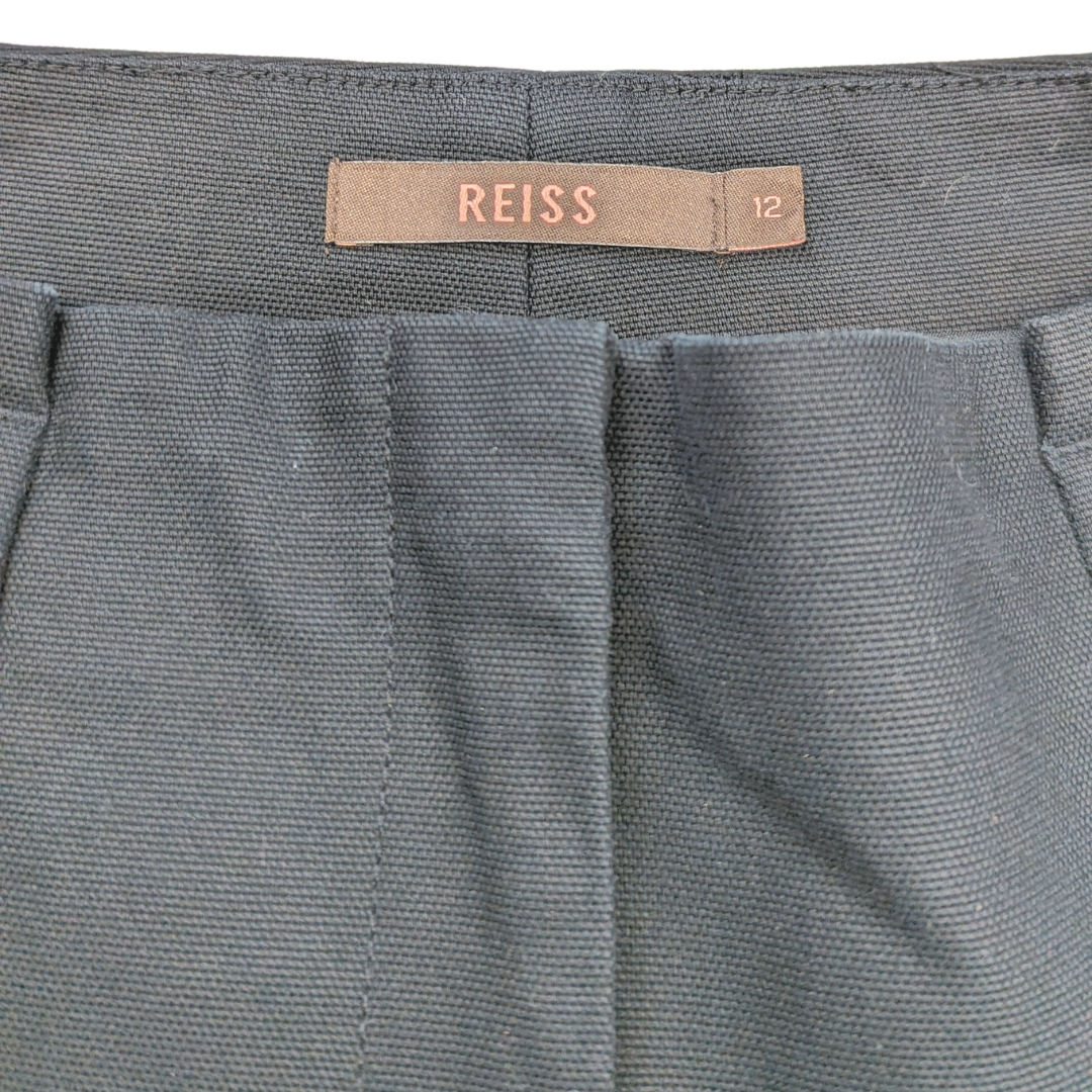 Reiss Black Cropped Tailored Trousers Women Size UK 12