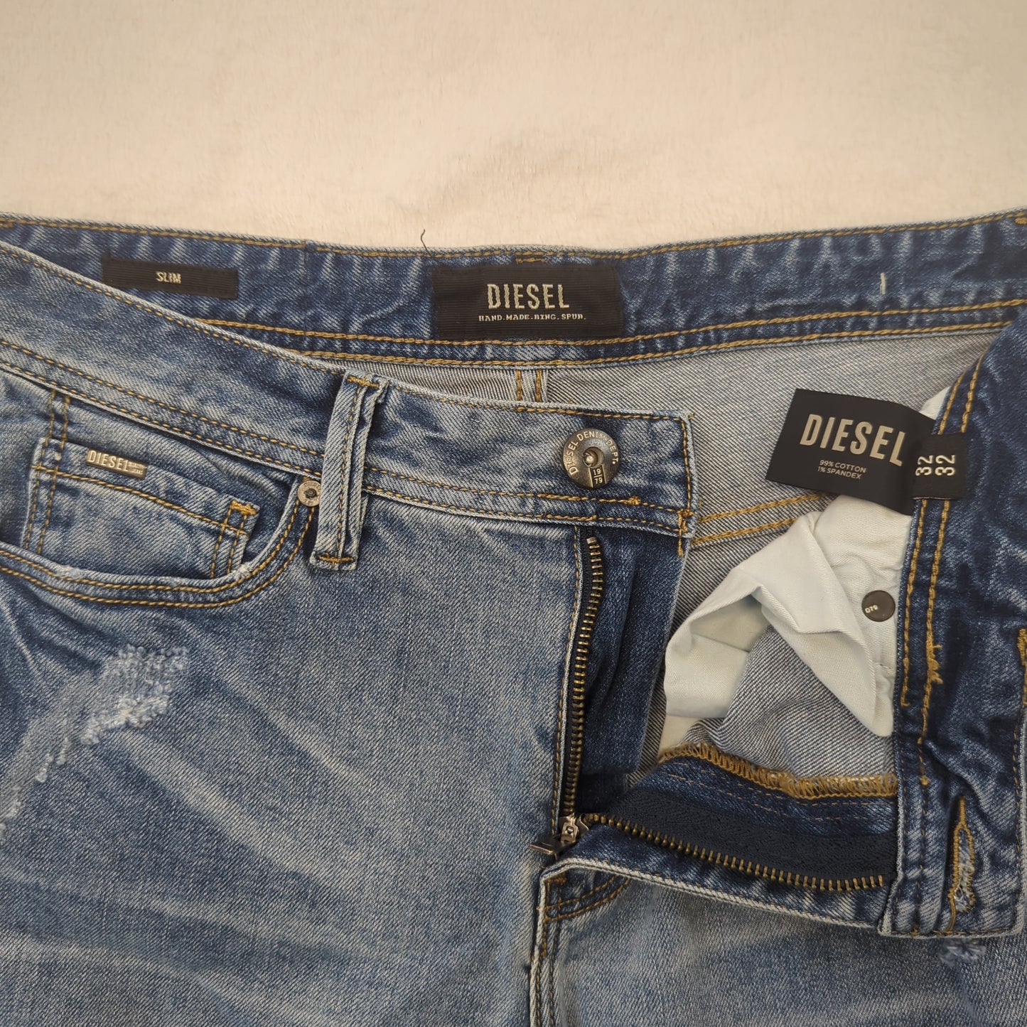 Diesel Blue Slim Fit Distressed Denim Jeans Men W32 L32