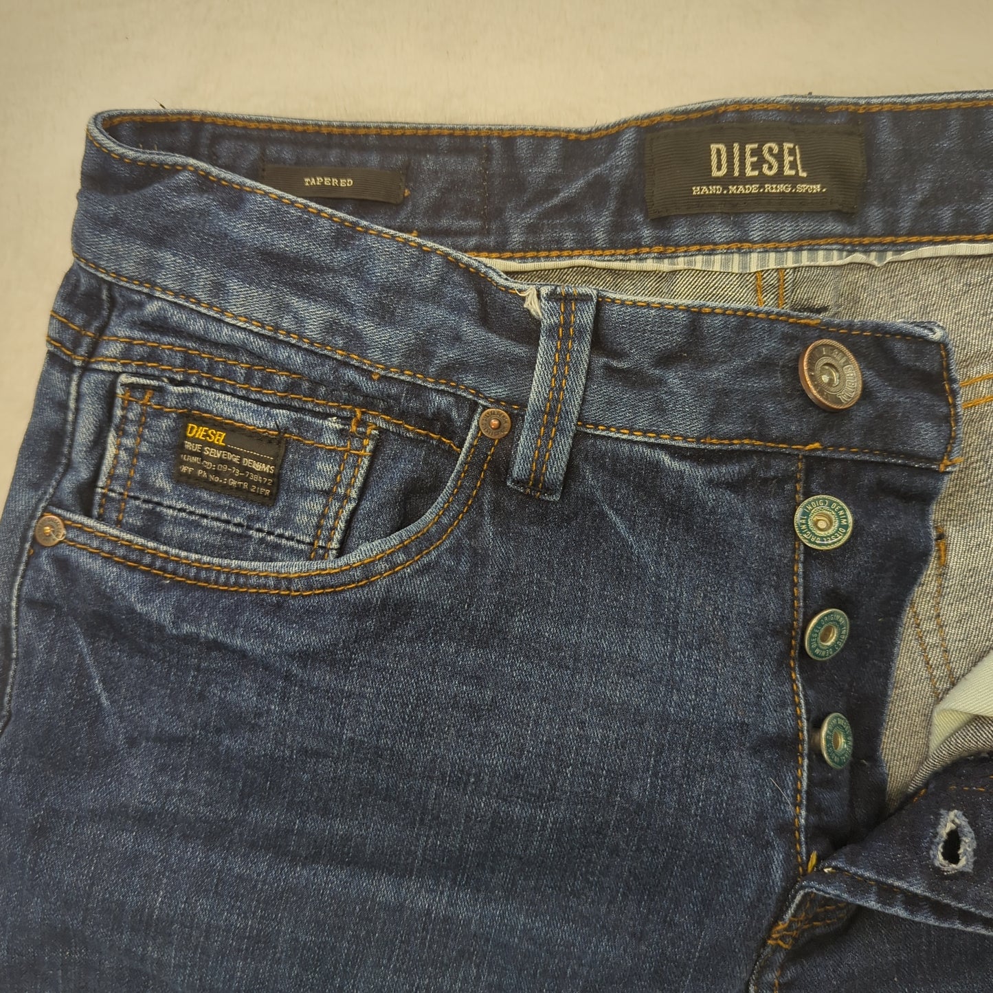 Diesel Tapered Blue Hand Made Ring Spun Denim Jeans Men W30 L30