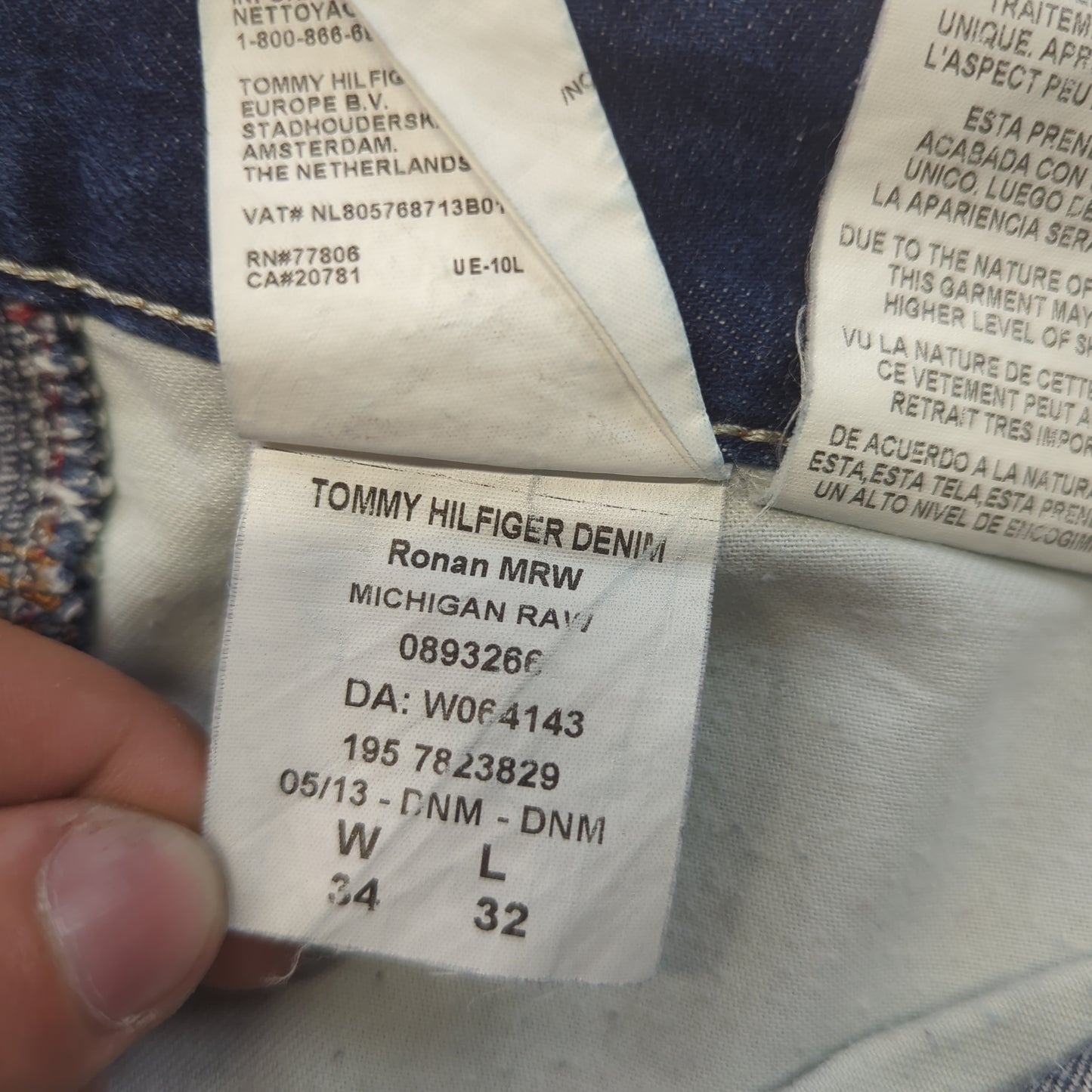 Tommy Hilfiger Ronan Michigan Raw Blue Denim Jeans Men W36 L32