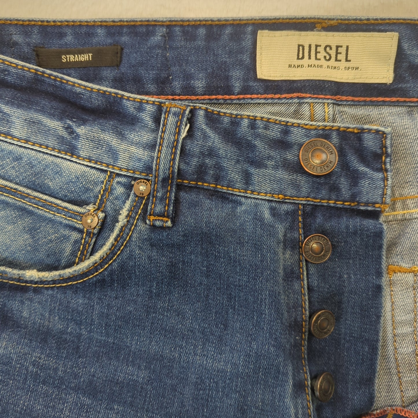 Diesel Blue Straight Fit Hand Made Ring Spun Denim Jeans Men W32 L30